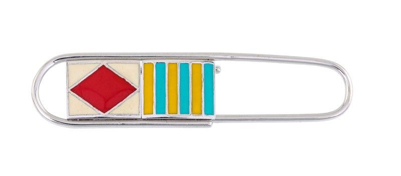 Pinza Soldi in Oro Bianco con Bandiere Smaltate