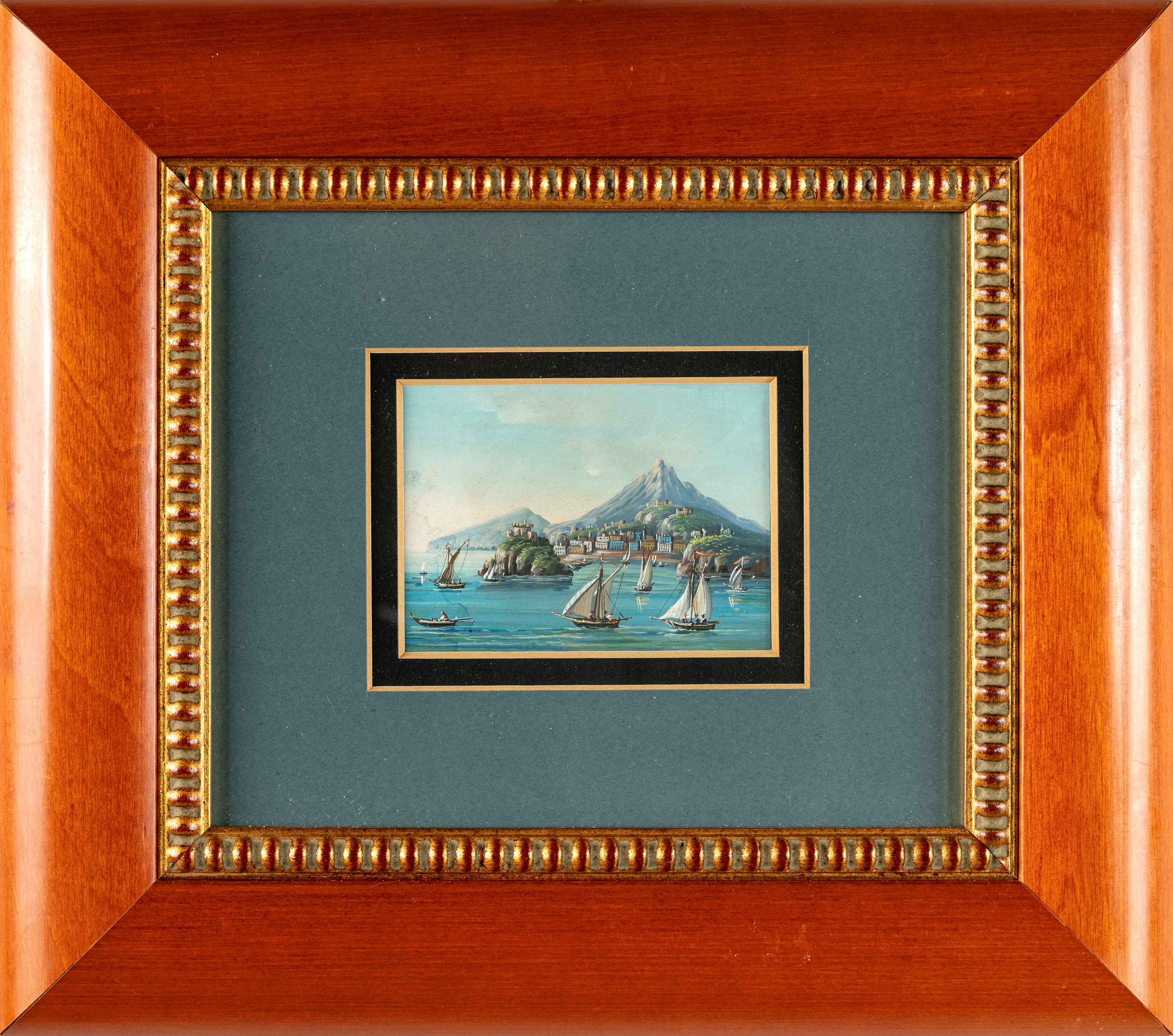 Autore sconosciuto, Veduta di Ischia, gouache su cartoncino