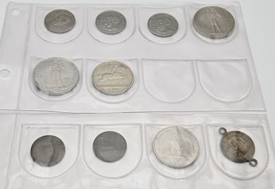 Regno d’Italia e Città del Vaticano, lotto di monete e medaglietta (2 Lire 1941, 5 Centesimi con ...