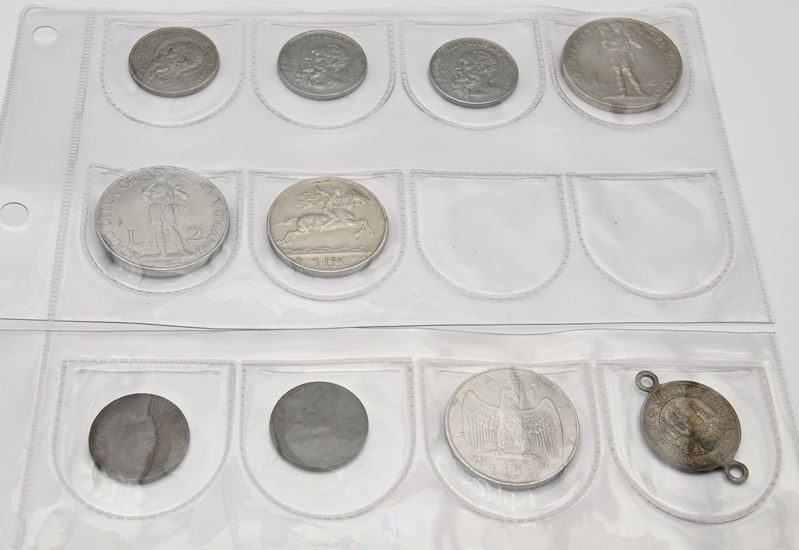 Regno d’Italia e Città del Vaticano, lotto di monete e medaglietta (2 Lire 1941, 5 Centesimi con ...
