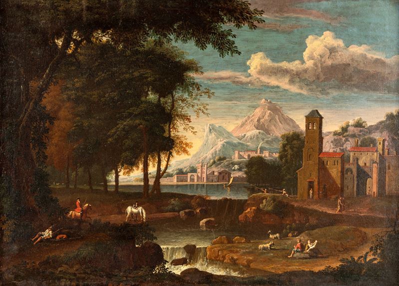 Paesaggio di paese con montagna