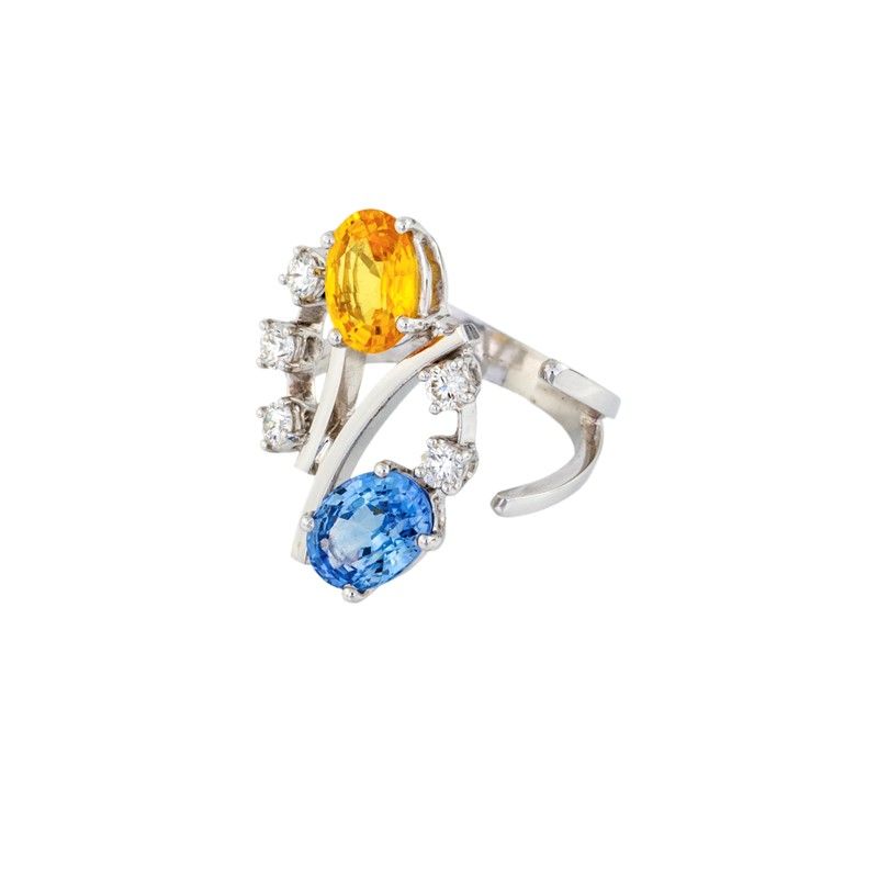 Anello in Oro Bianco con Zaffiri Ceylon