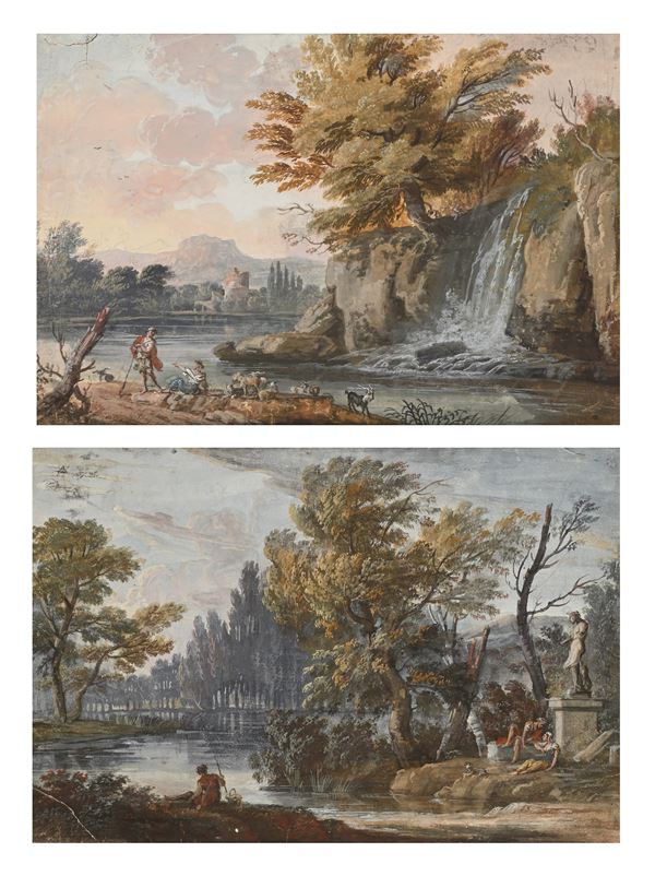 Paesaggi fluviali con rovine antiche