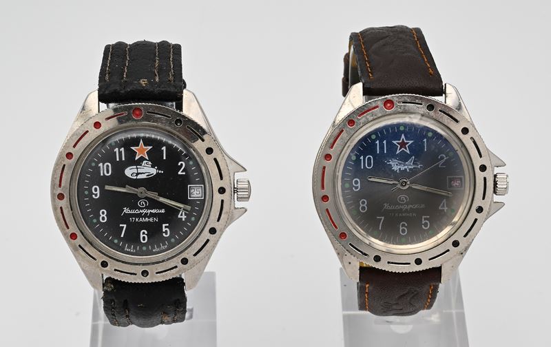 Vostok Komandirskie - 2 Orologi da polso a carica meccanica con datario da uomo in metallo cromat...