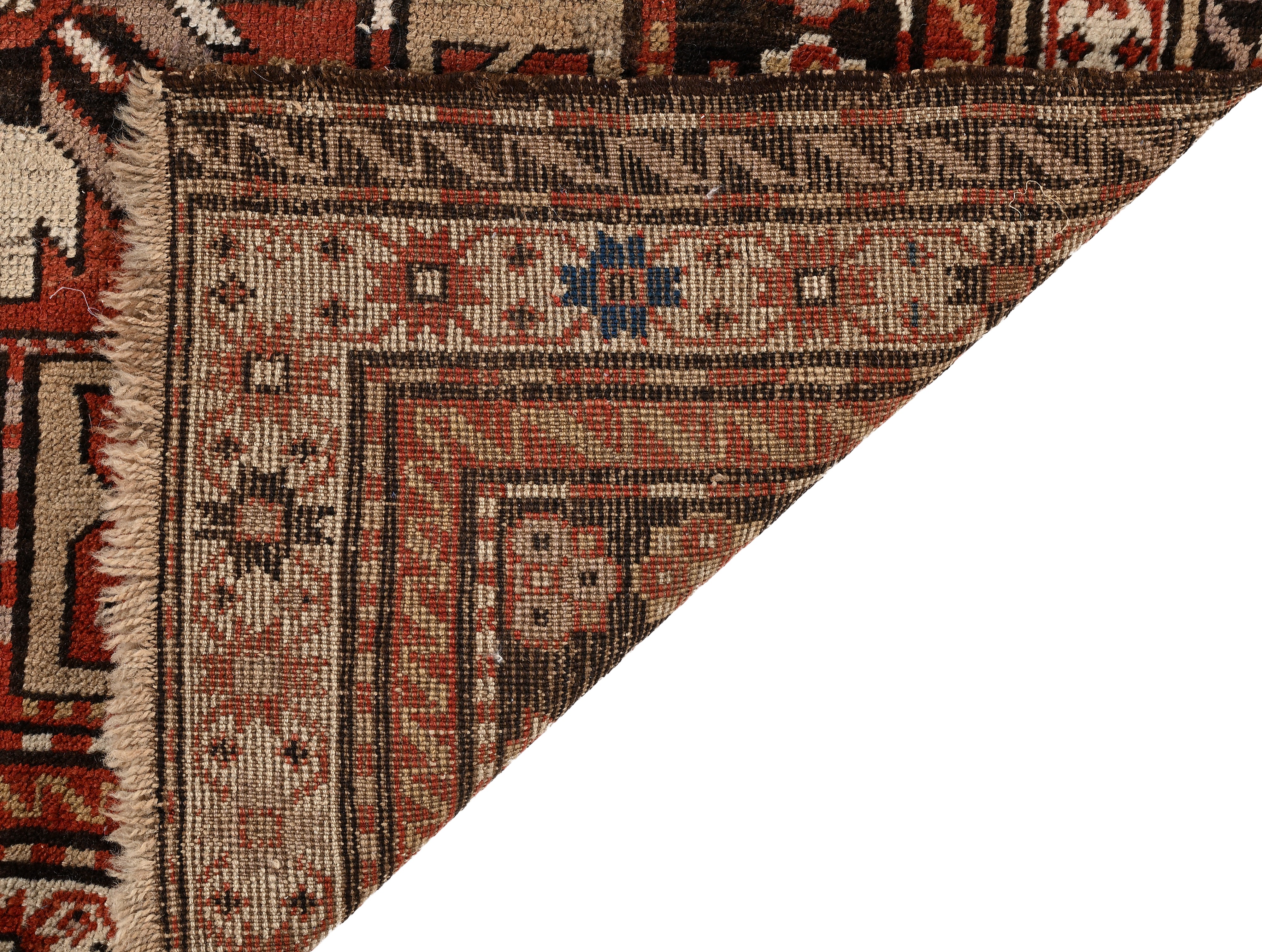 Tappeto caucasico Kazak fondo bruno a disegno geometrico, fine XIX/inizi XX secolo