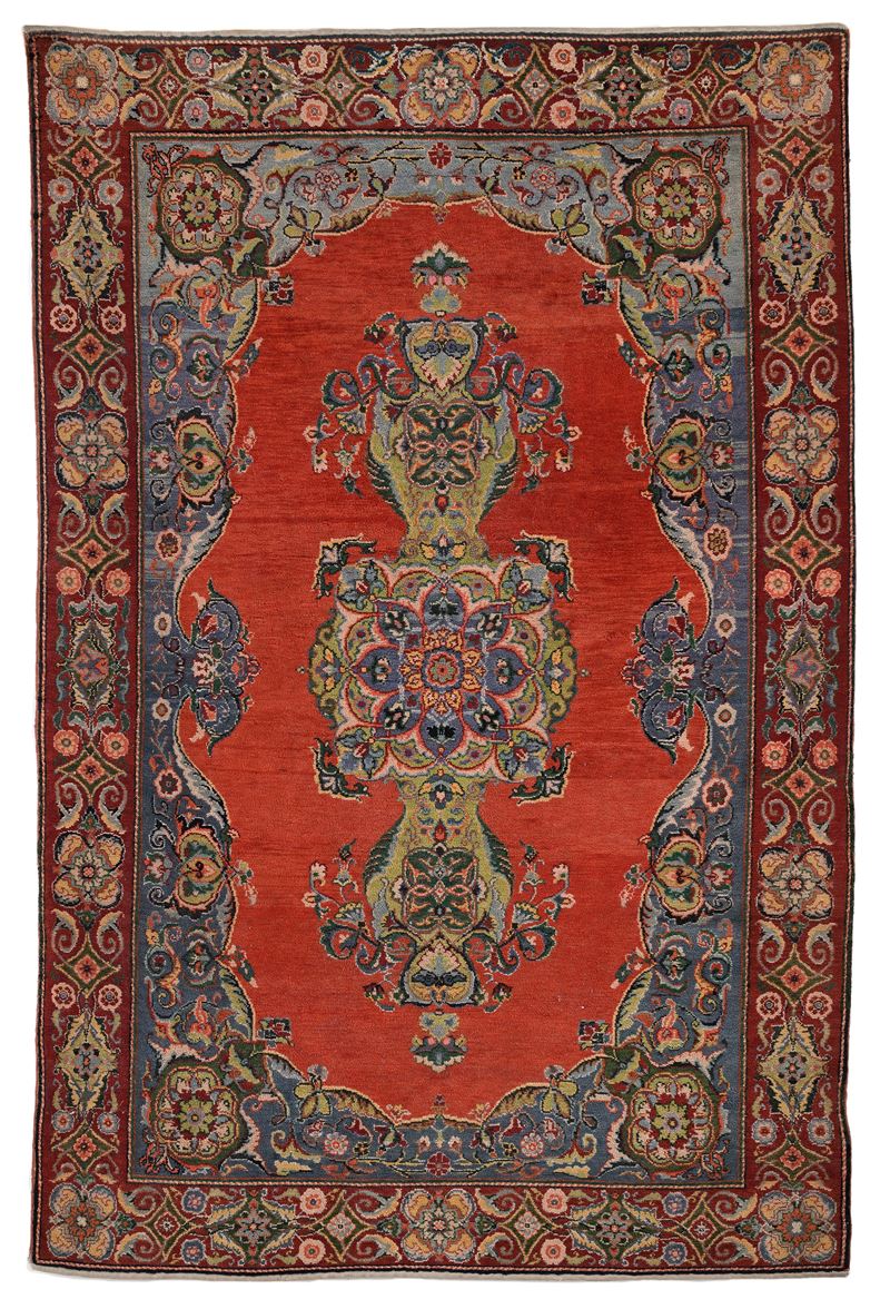 Tappeto persiano Kashan a medaglione floreale, Persia, inizi XX secolo