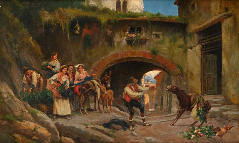 Pietro Barucci - Il ciuccio testardo, olio su tela