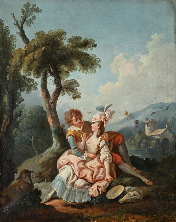 Pittore francese, fine XVIII/inizio XIX secolo - Scena galante