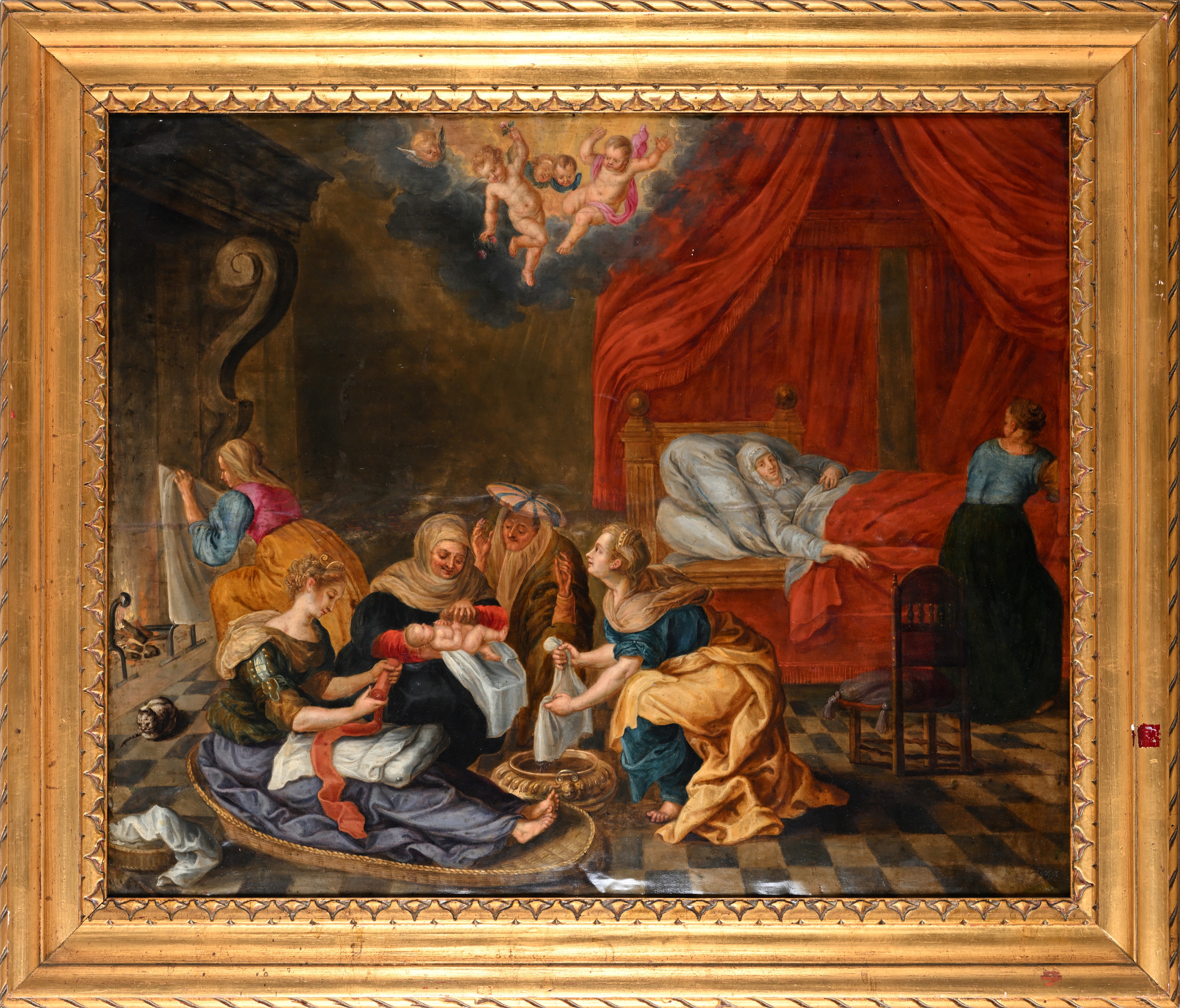 Pittore del XVIII Secolo - La nascita della Vergine, olio su rame