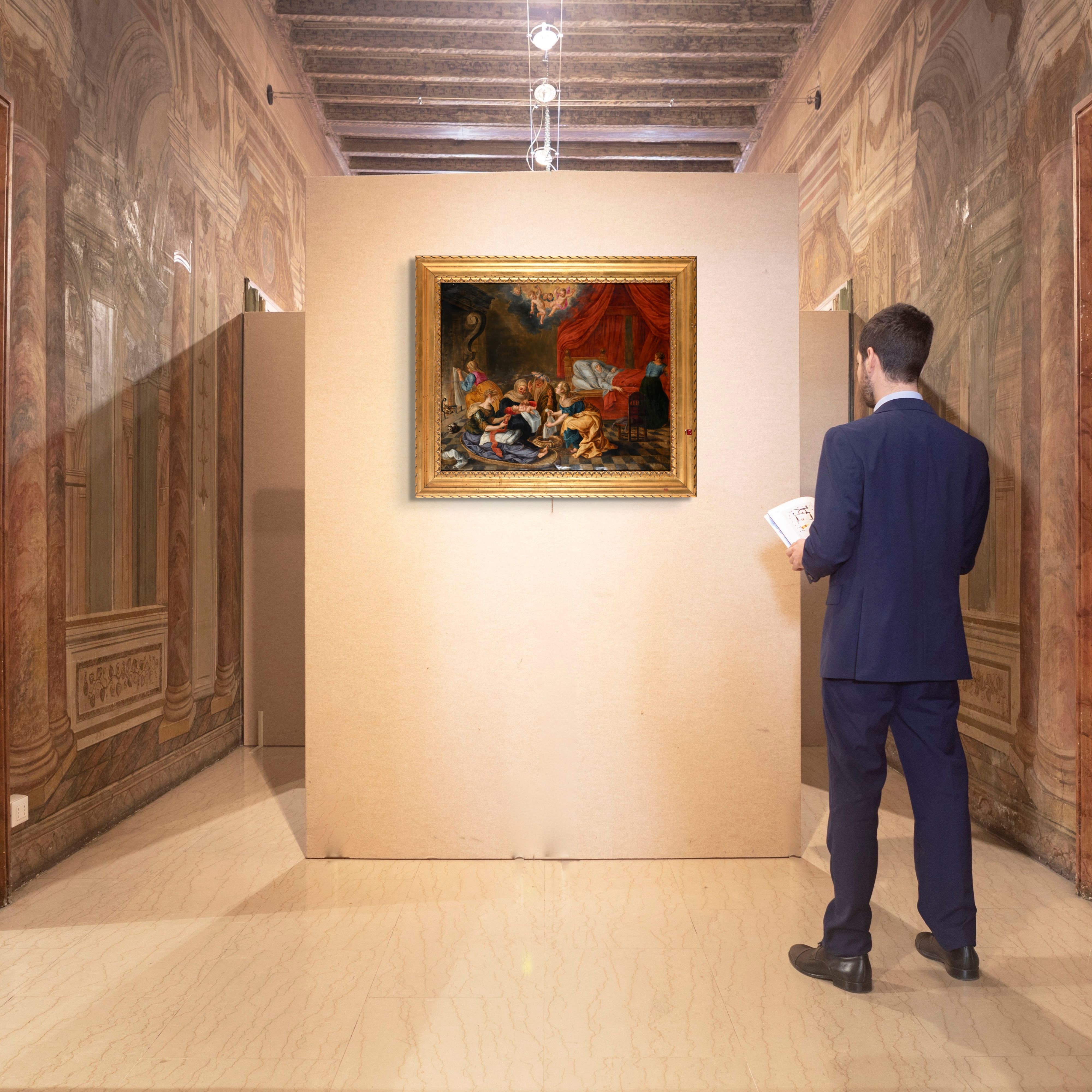 Pittore del XVIII Secolo - La nascita della Vergine, olio su rame