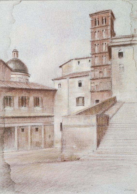 Adolf Hirémy-hirschl - Veduta di Roma con Campanile