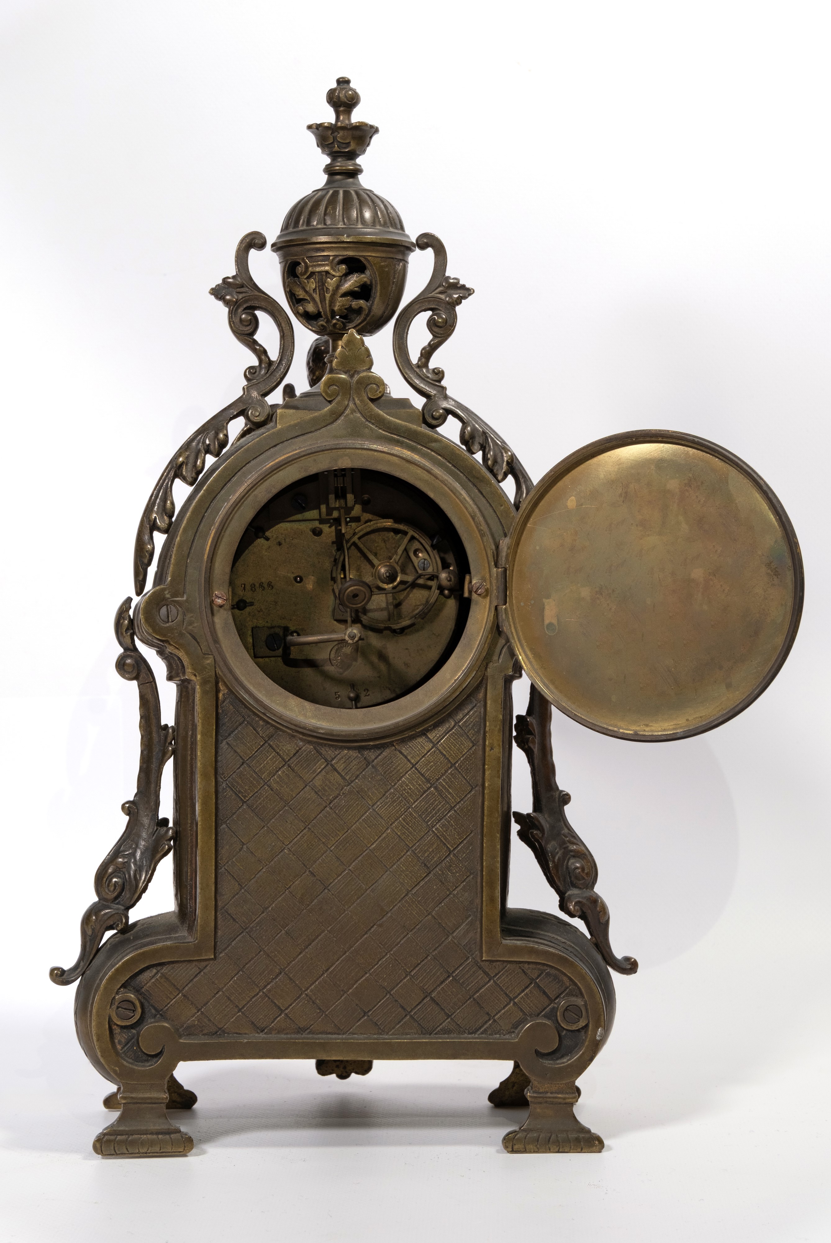 Orologio da tavolo in antimonio brunito, fine del XIX secolo