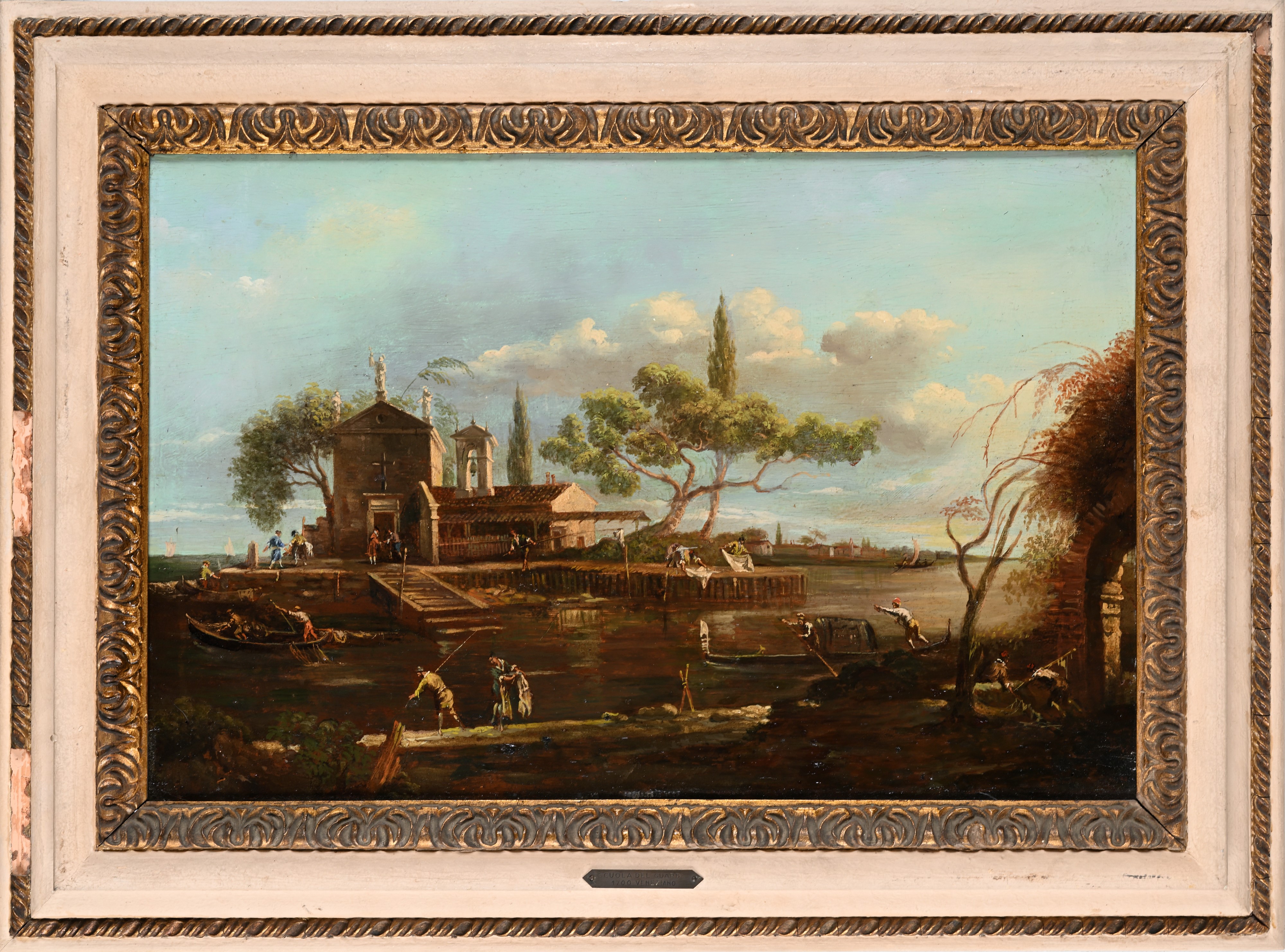 Scuola Veneta, Fine del XVIII Secolo - L’Isola della Madonnetta sulla Laguna di Venezia, olio su ...