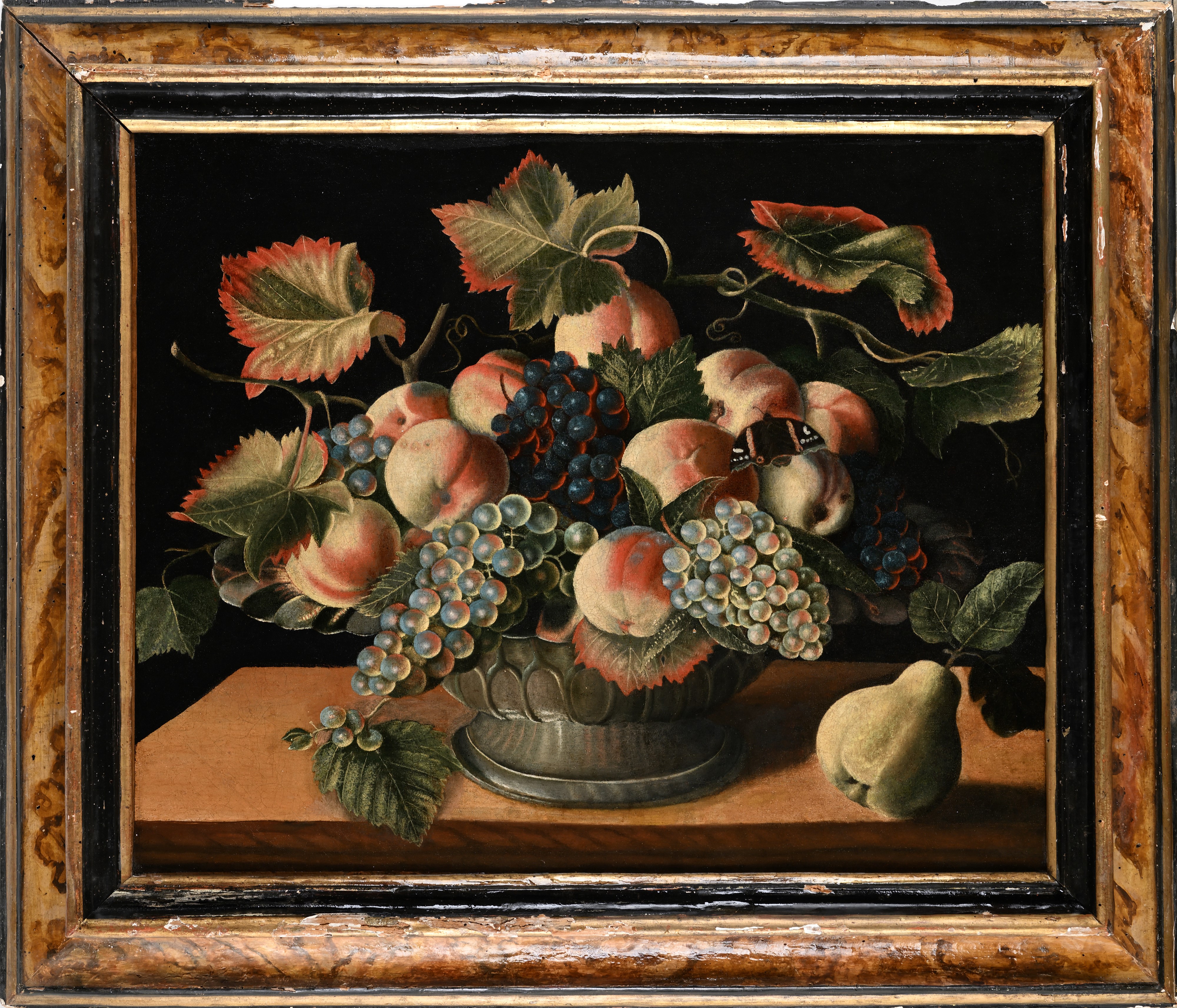 natura morta con pesche e uva