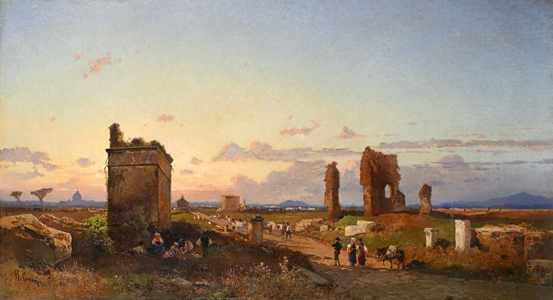 Roma, contadini lungo la via Appia antica nei pressi del Mausoleo di Cecilia Metella