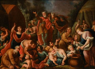 La caduta della manna, olio su tela