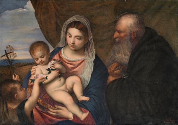Tiziano Vecellio - Madonna col Bambino, San Giovannino e Sant'Antonio Abate