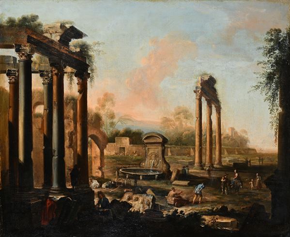 Rovine con tempio e fontana