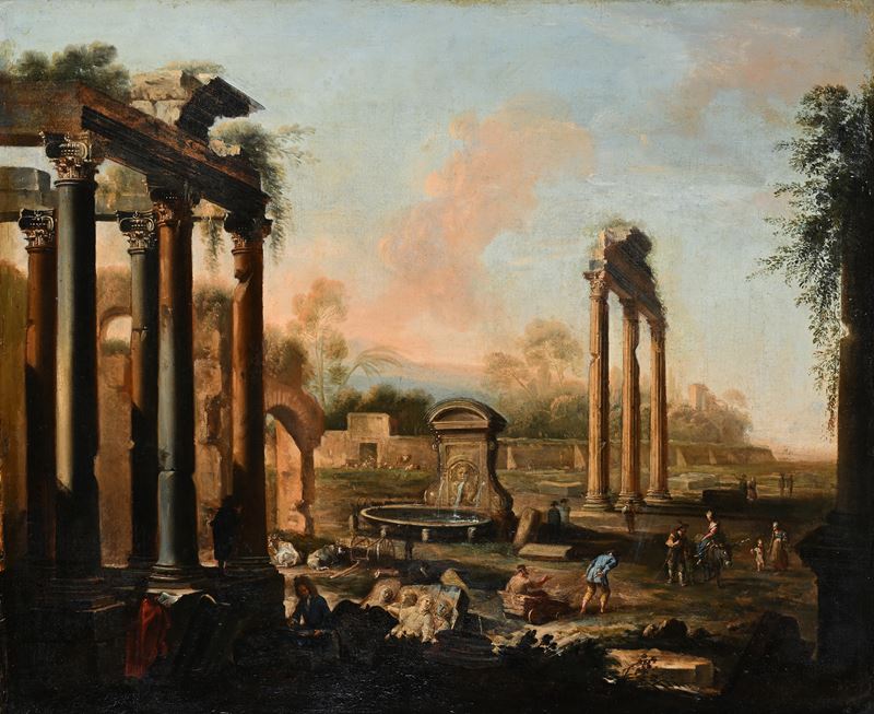 Rovine con tempio e fontana