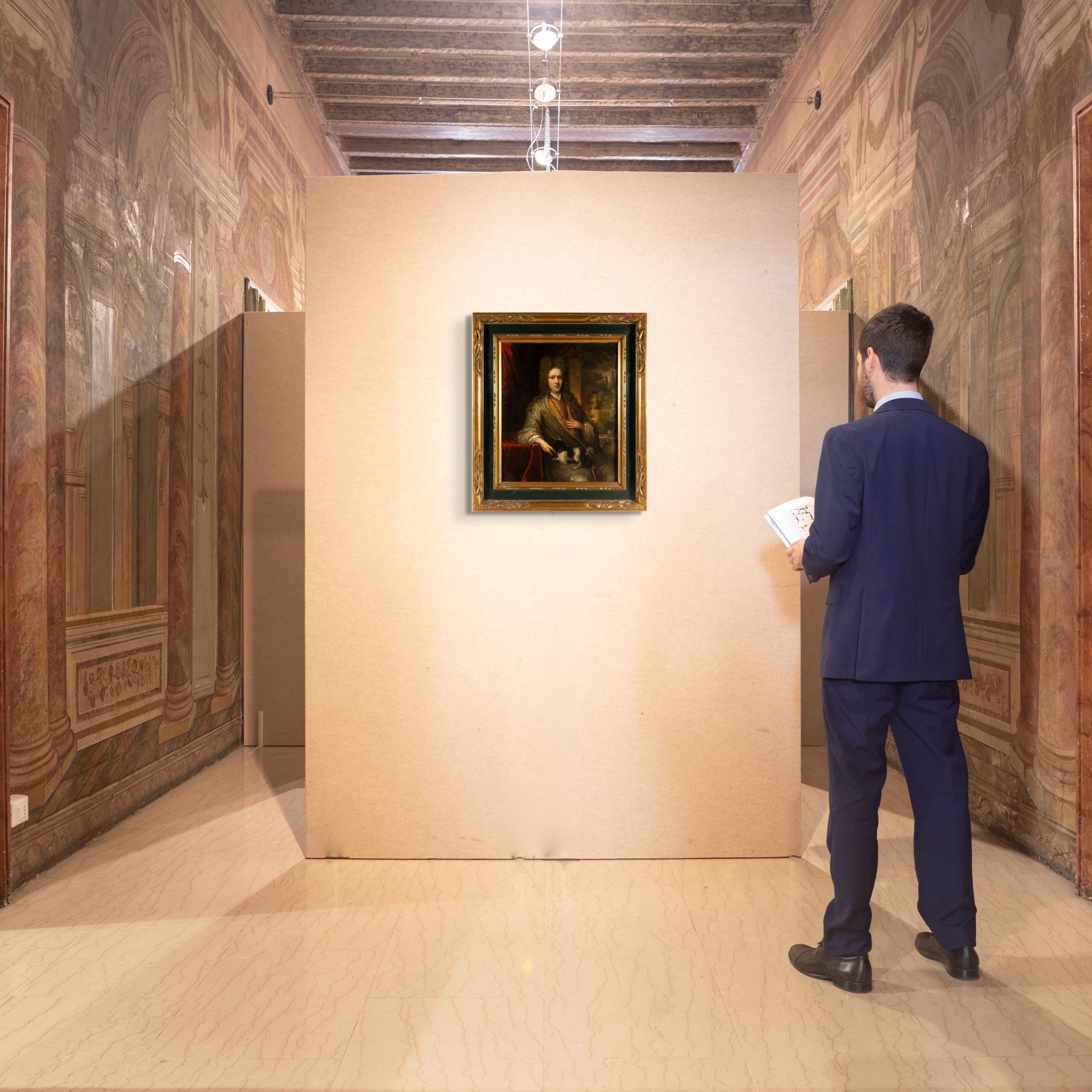 Jacopo Amigoni - Ritratto di nobiluomo con cagnolino, olio su tela
