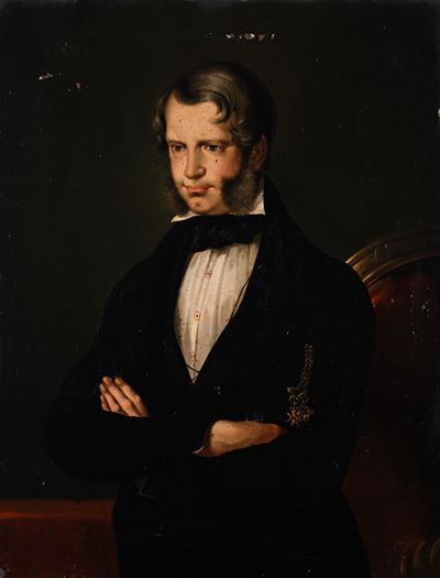 Ritratto di Nobiluomo con mani conserte, olio su tela