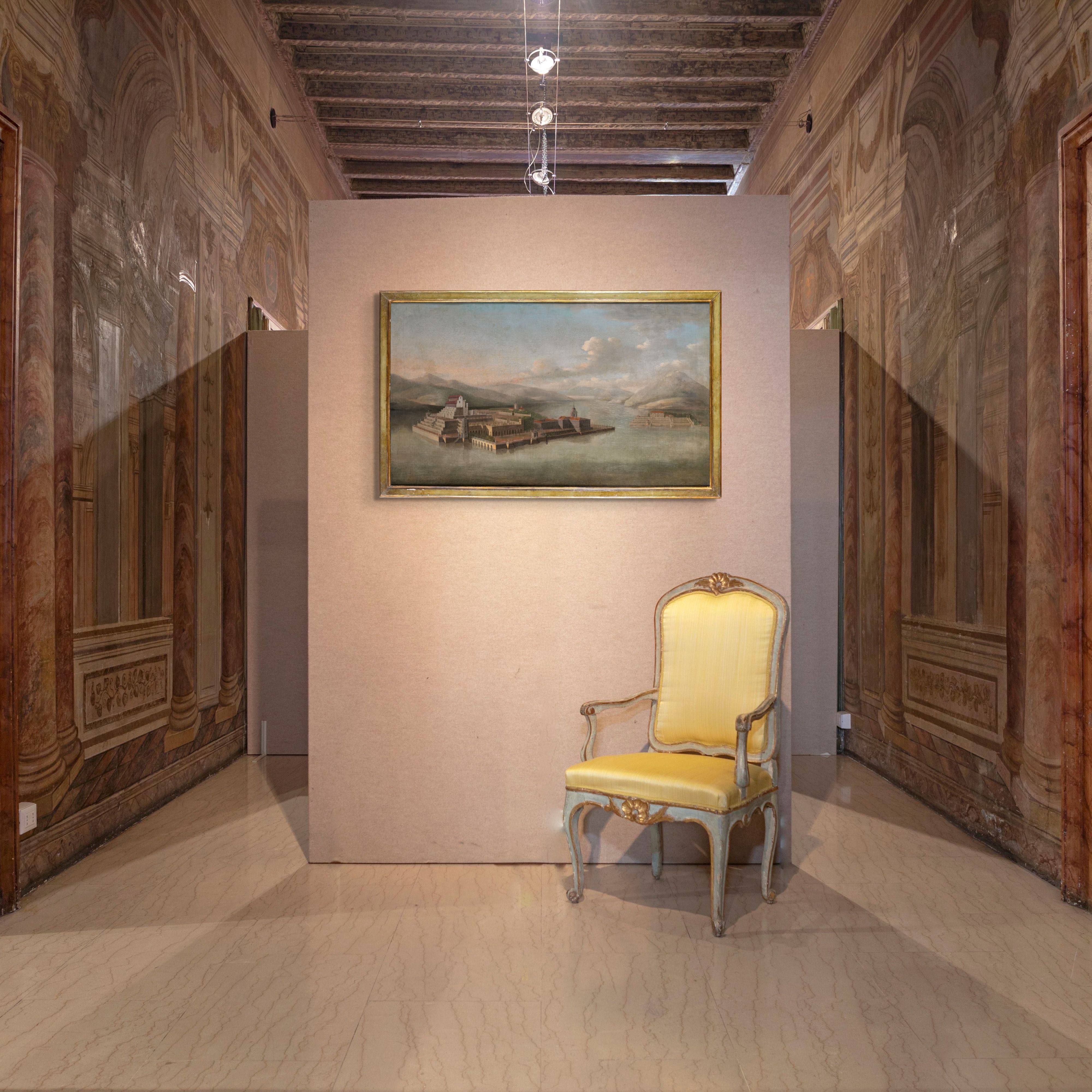 Pittore del XVIII Secolo - Veduta dell’Isola Bella Borromeo sul Lago Maggiore, olio su tela