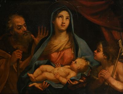 Sacra Famiglia con San Giovannino, olio su tavola