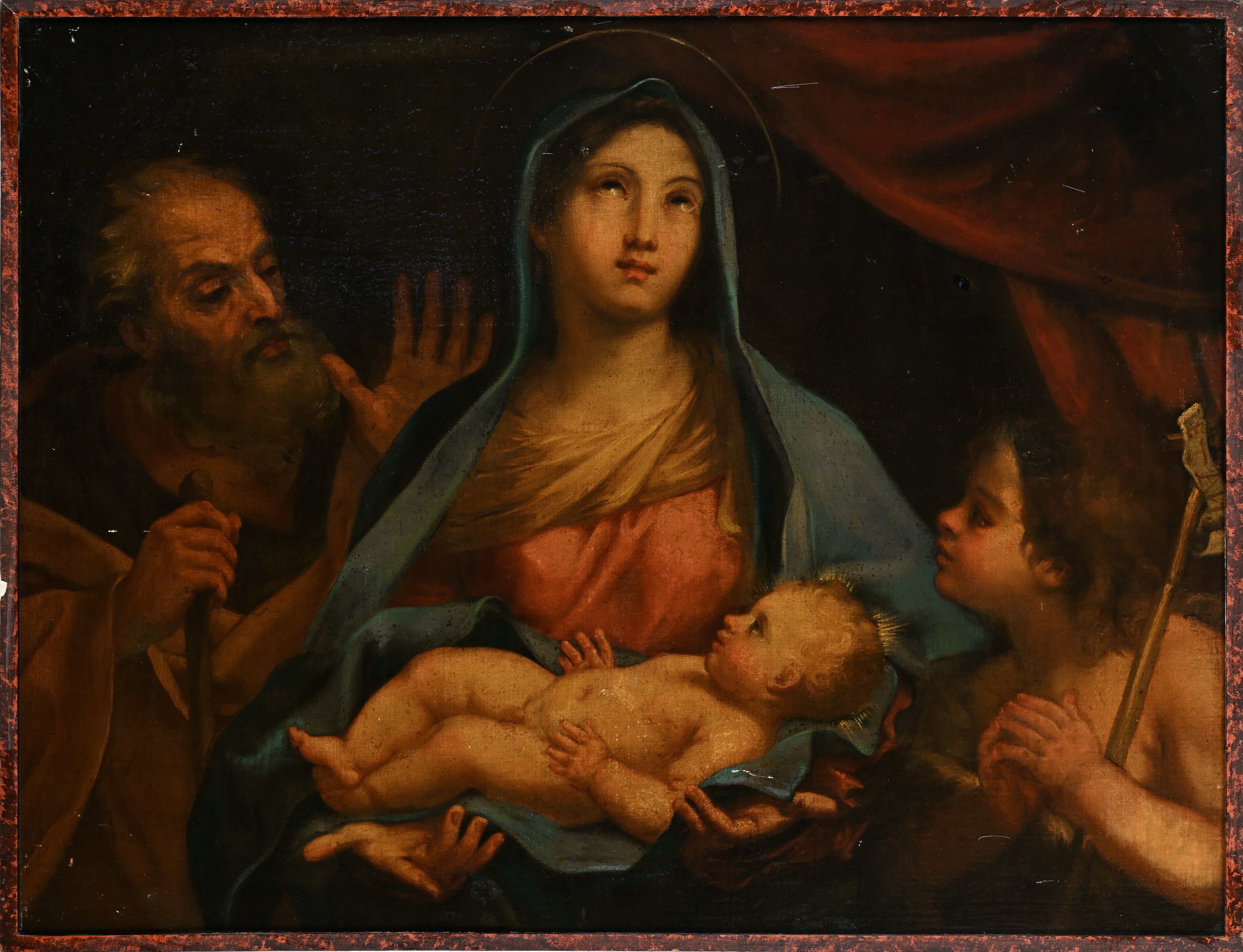 Pittore del XVIII Secolo - Sacra Famiglia con San Giovannino, olio su tavola