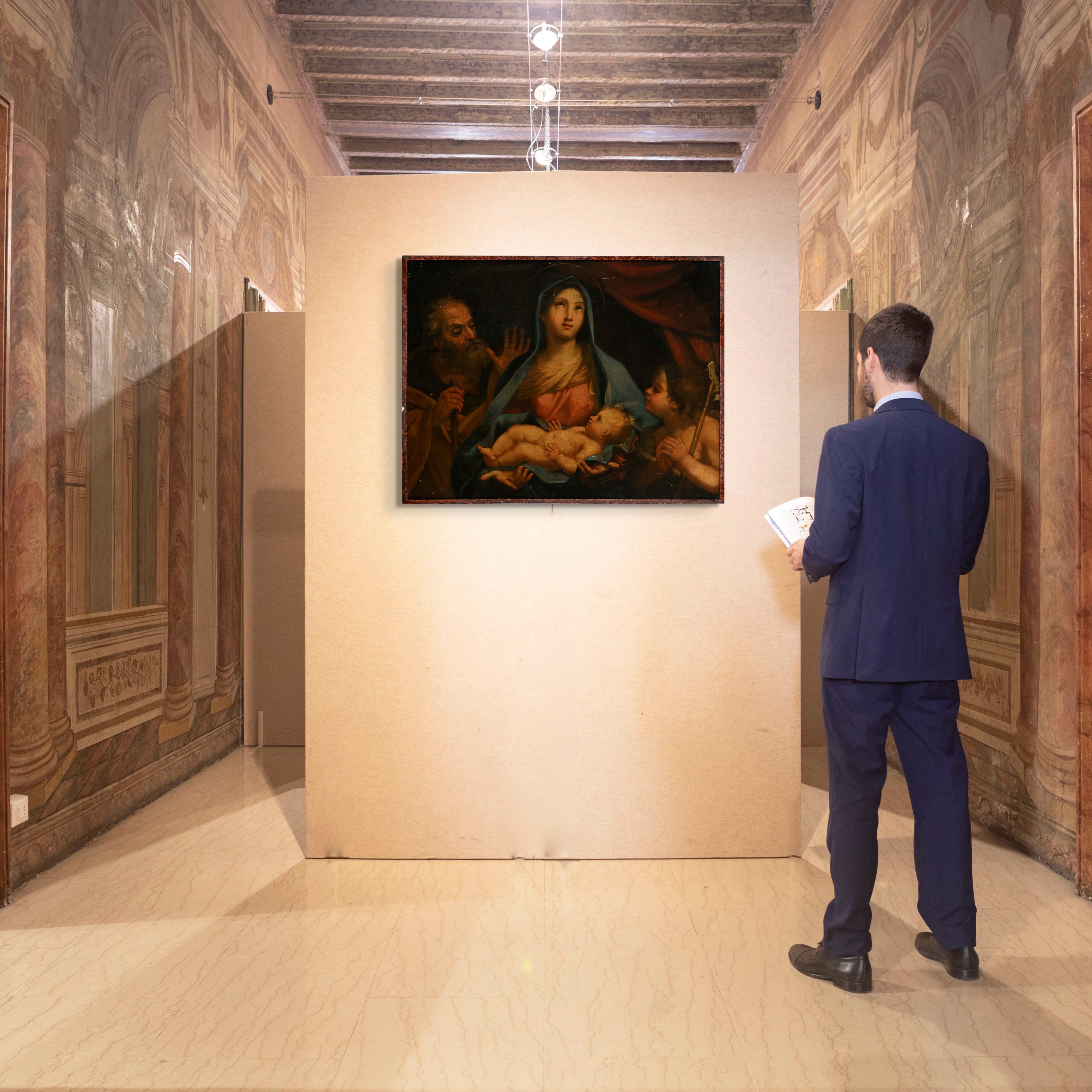 Pittore del XVIII Secolo - Sacra Famiglia con San Giovannino, olio su tavola
