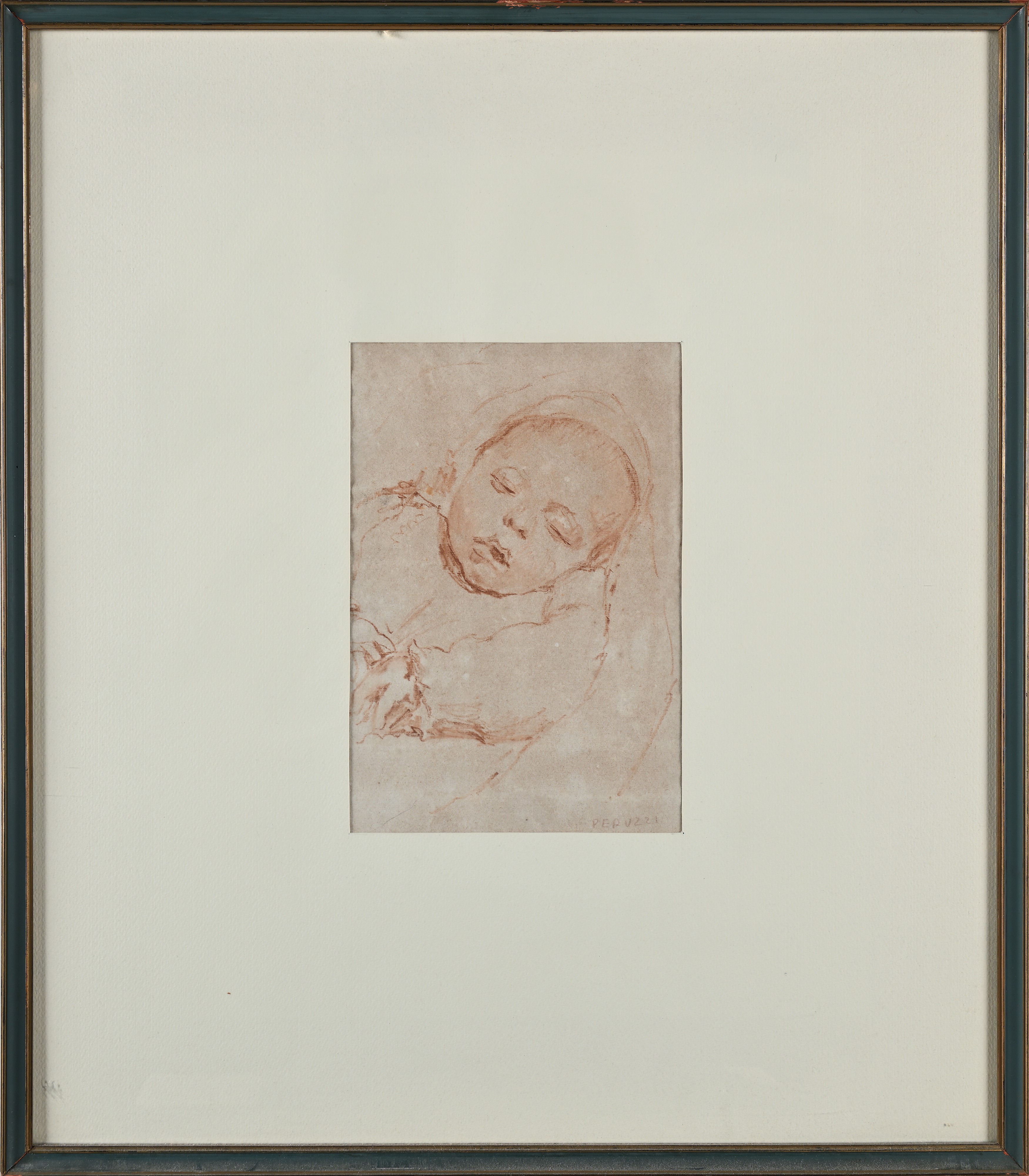 Cesare Peruzzi - Ritratto di neonato (sanguigna su cartoncino)