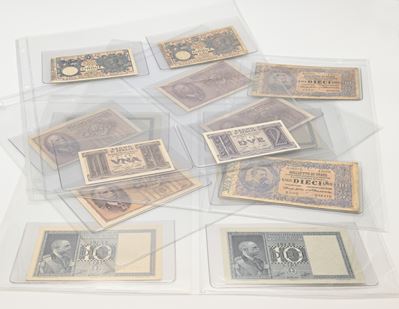 Regno d’Italia, Banconote: Umberto I (10 lire) e Vittorio Emanuele III (1 lira, 2 lire, 5 lire, 1...