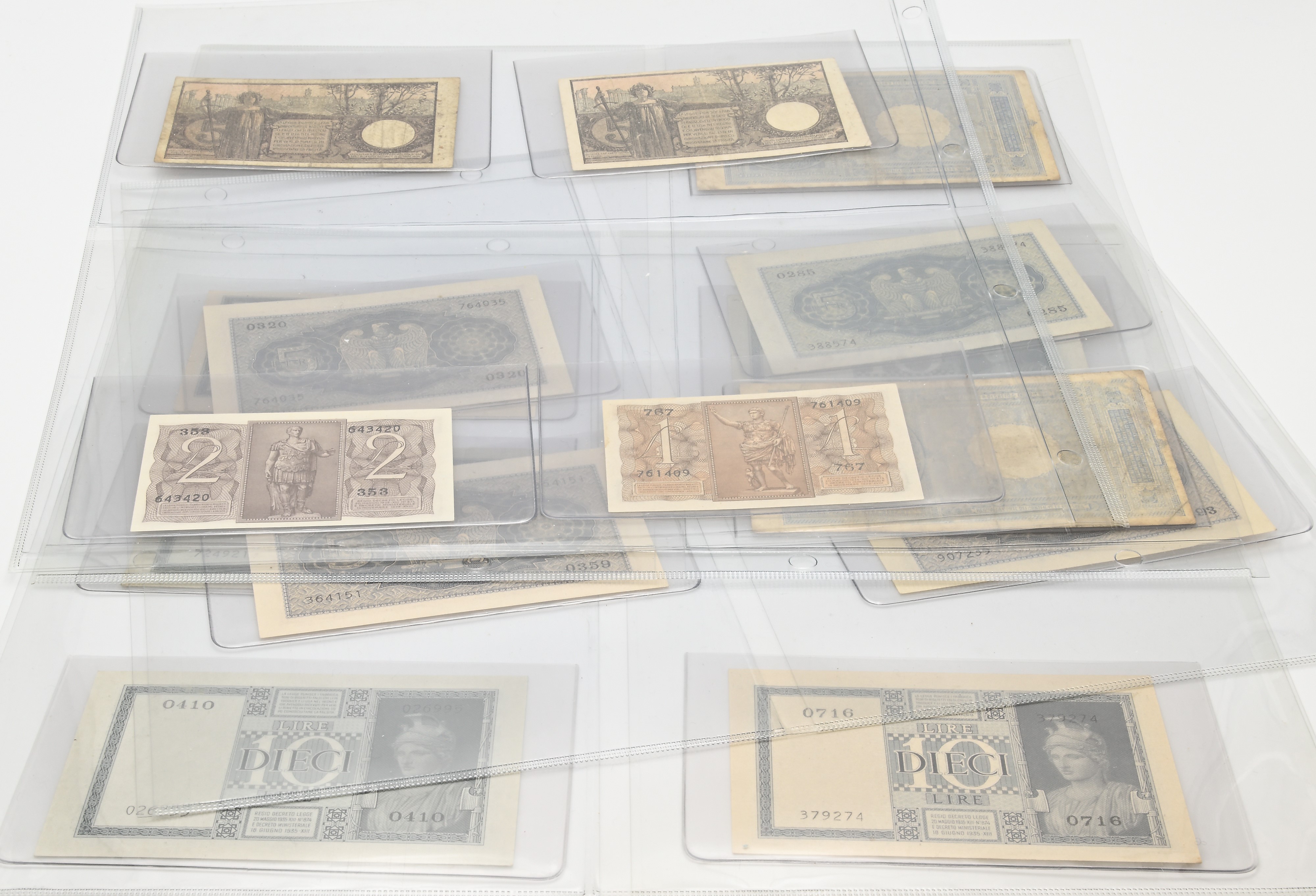 Regno d’Italia, Banconote: Umberto I (10 lire) e Vittorio Emanuele III (1 lira, 2 lire, 5 lire, 1...