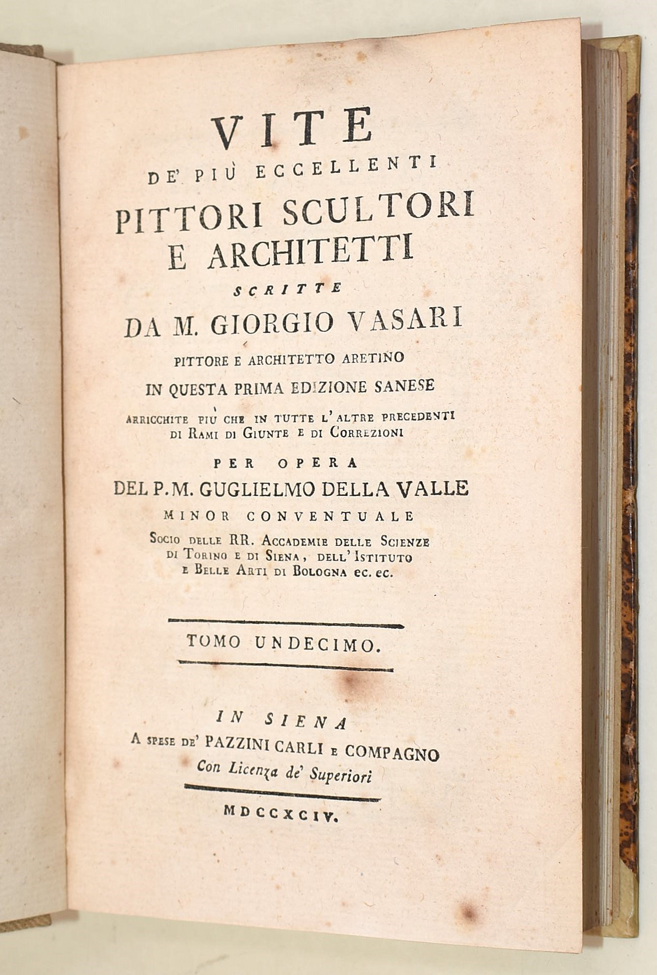 Vasari, Giorgio: Vite de' piu eccellenti pittori scultori e architetti 11 volumi, 1791-1795