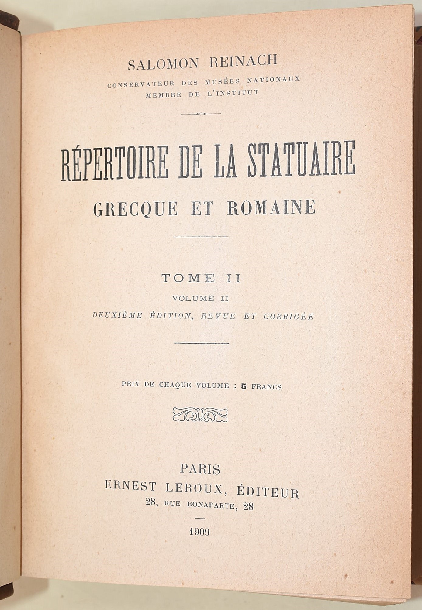 Reinach, Salomon: Statuaria greco-romana e vasi greci ed etruschi, 2 volumi, 1899-1909