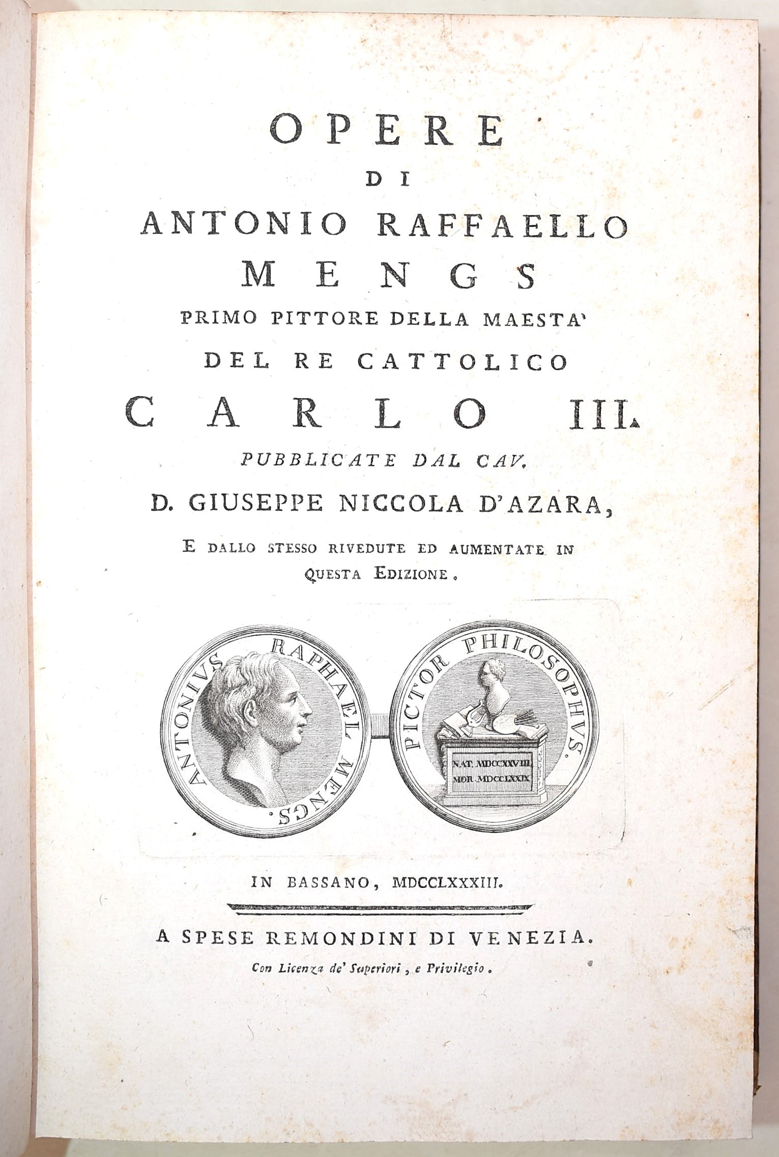 Opere di Antonio Raffaello Mengs 2 volumi 1783