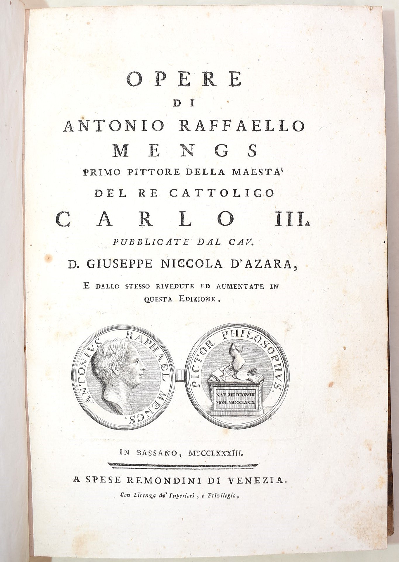 Opere di Antonio Raffaello Mengs 2 volumi 1783