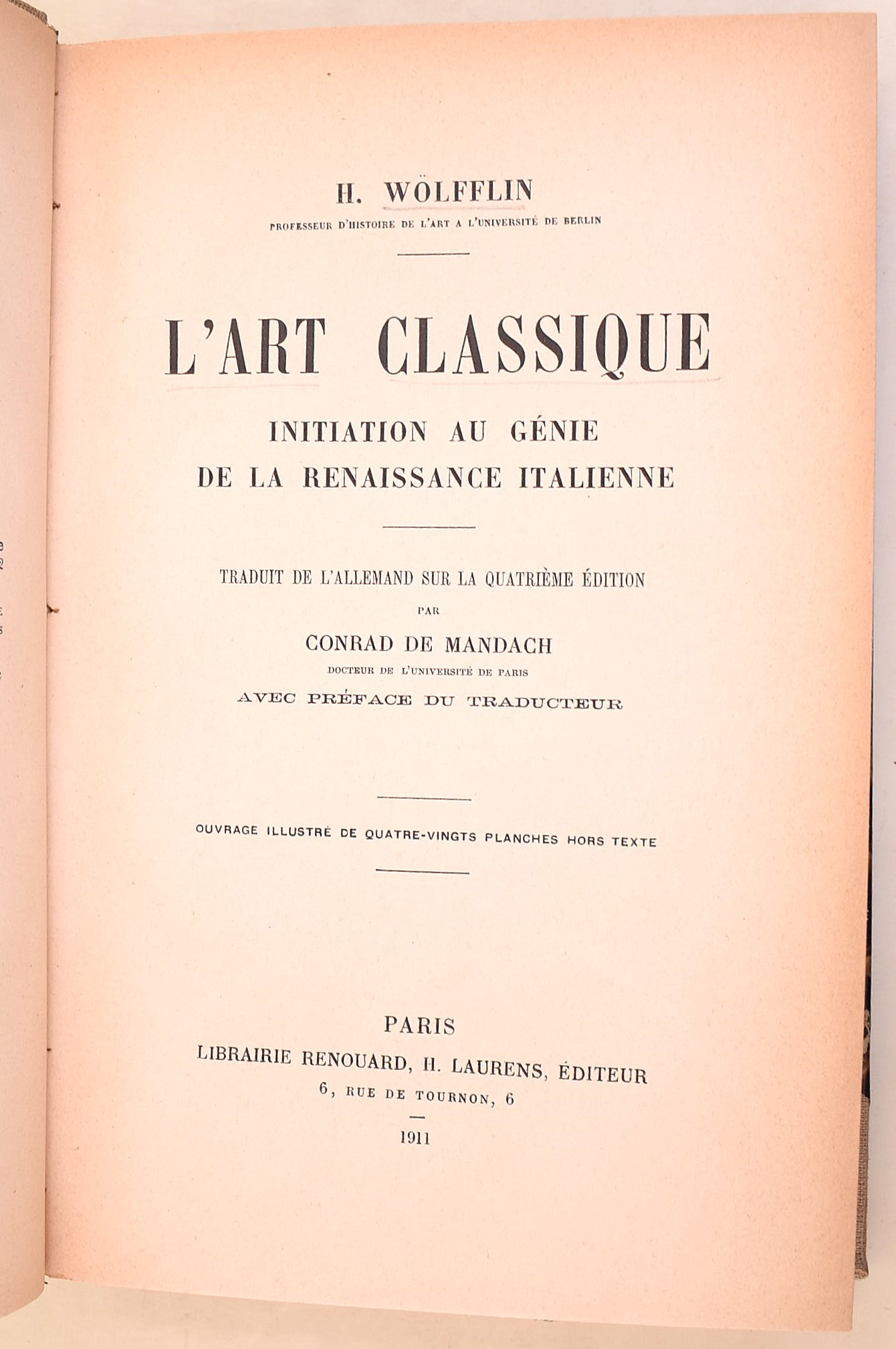 Wölfflin, H.: L’art classique initiation au génie de la renaissance italienne, 1911 / Lafuente Fe...