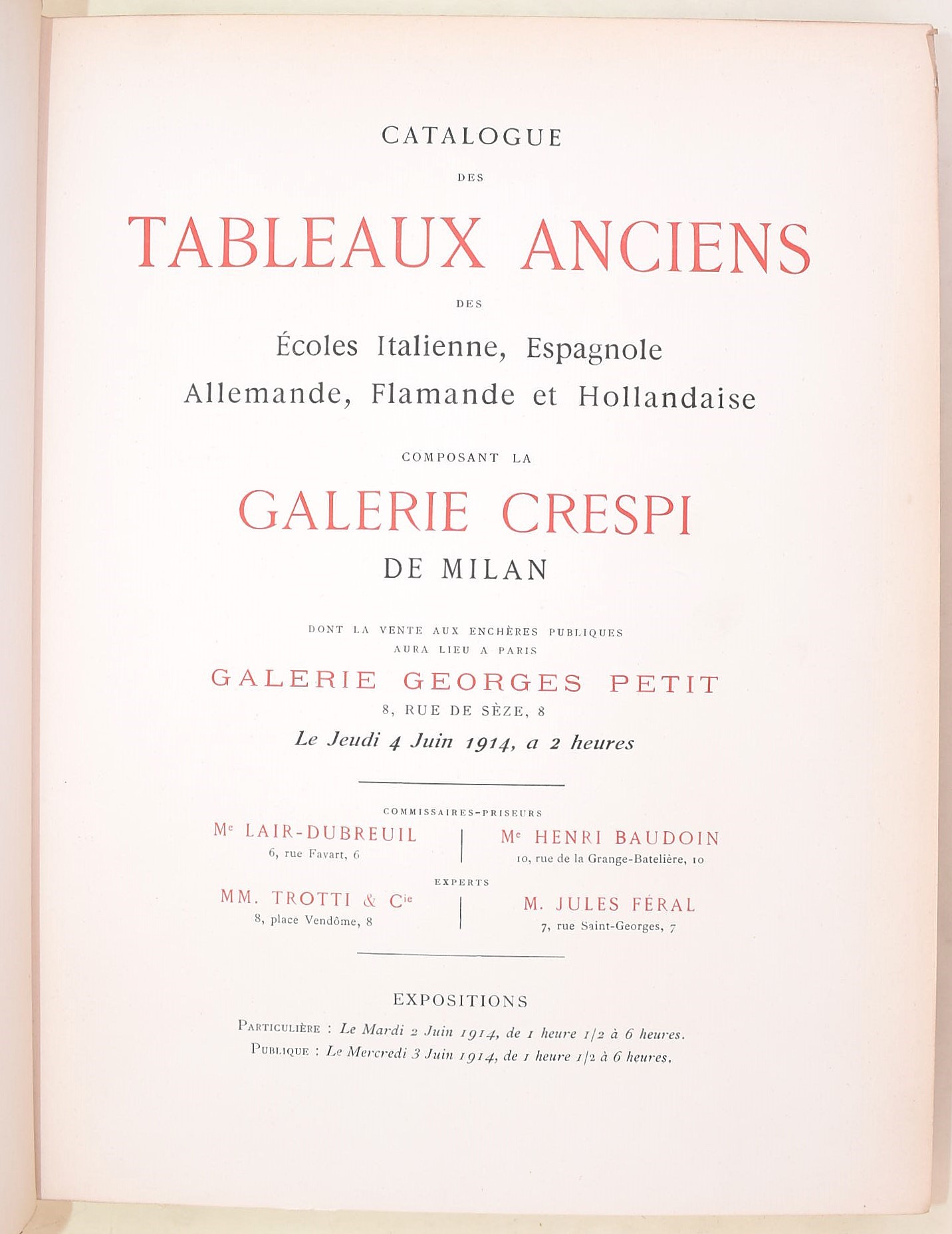 Galerie Crespi. Catalogue par Marcel Nicolle, 1914