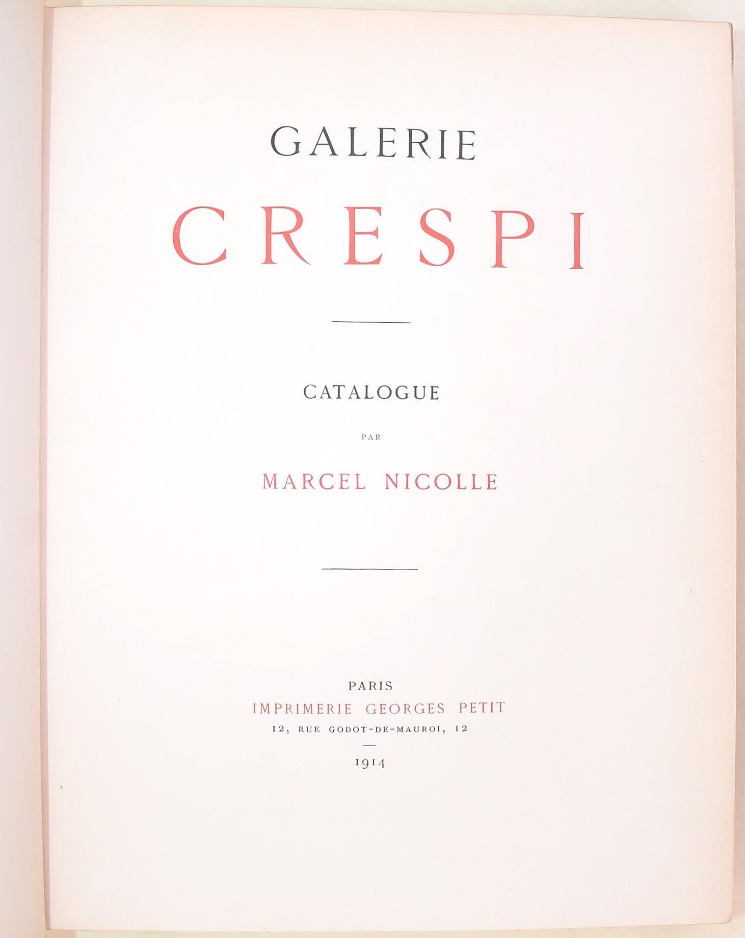 Galerie Crespi. Catalogue par Marcel Nicolle, 1914