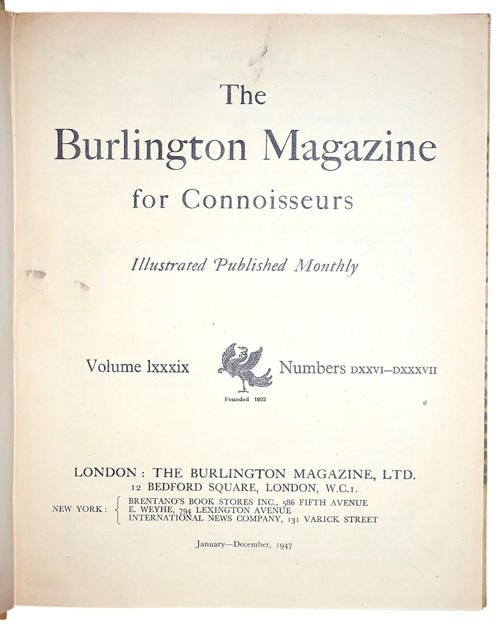 The Burlington Magazine for Connoisseurs, 36 volumi, 1947-1970