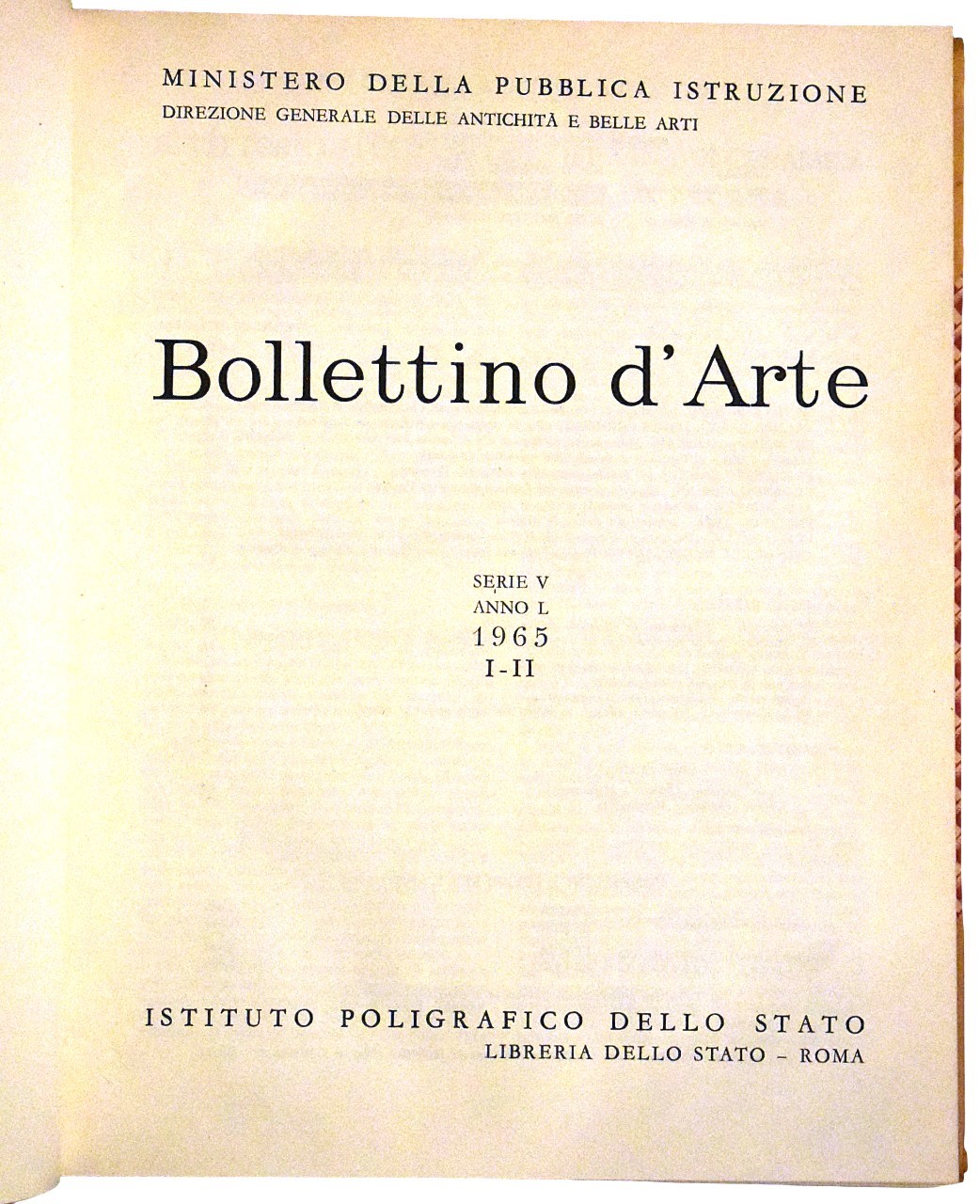 Bollettino d’arte, 1922-1965, 37 volumi
