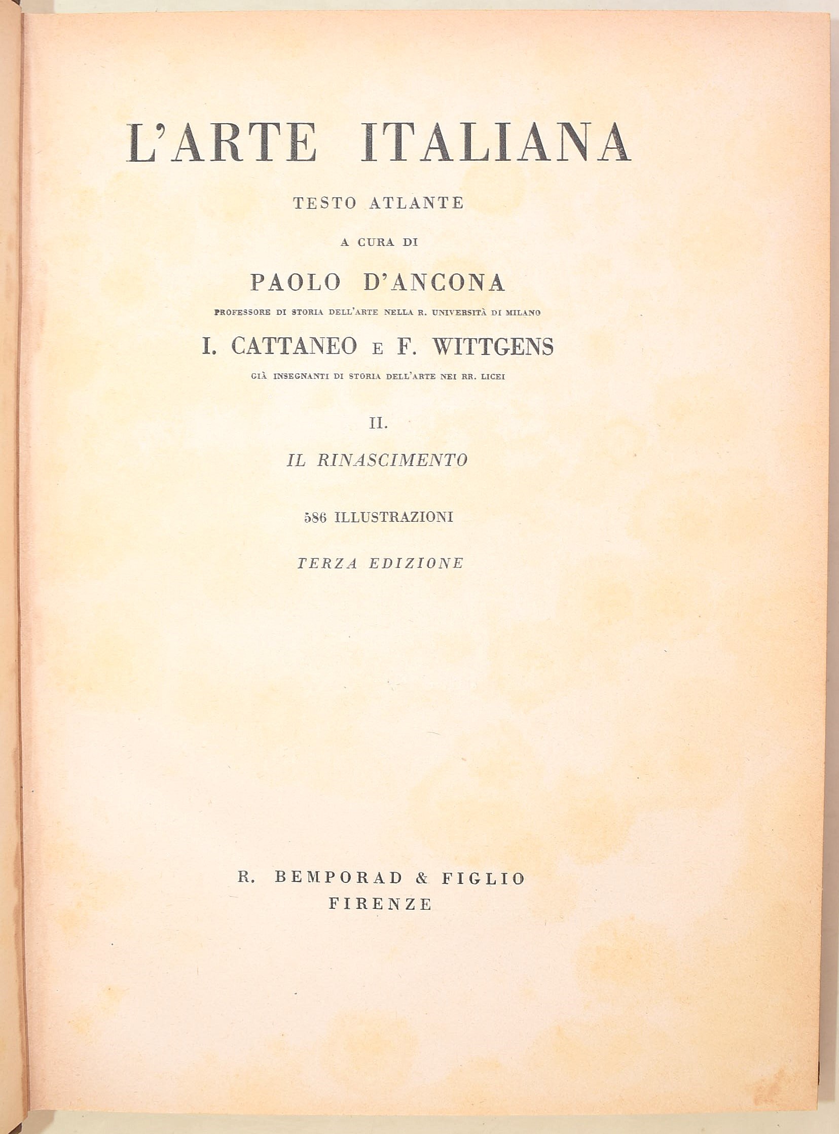 L’arte italiana. Testo atlante a cura di Paolo D’Ancona, 1934