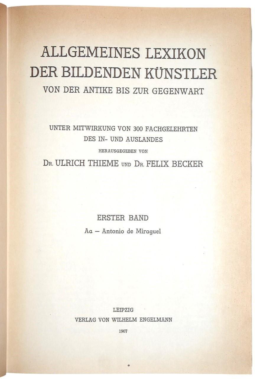 Vollmer, Hans: Allgemeines Lexikon der bildenden Künstler, 1907-1950