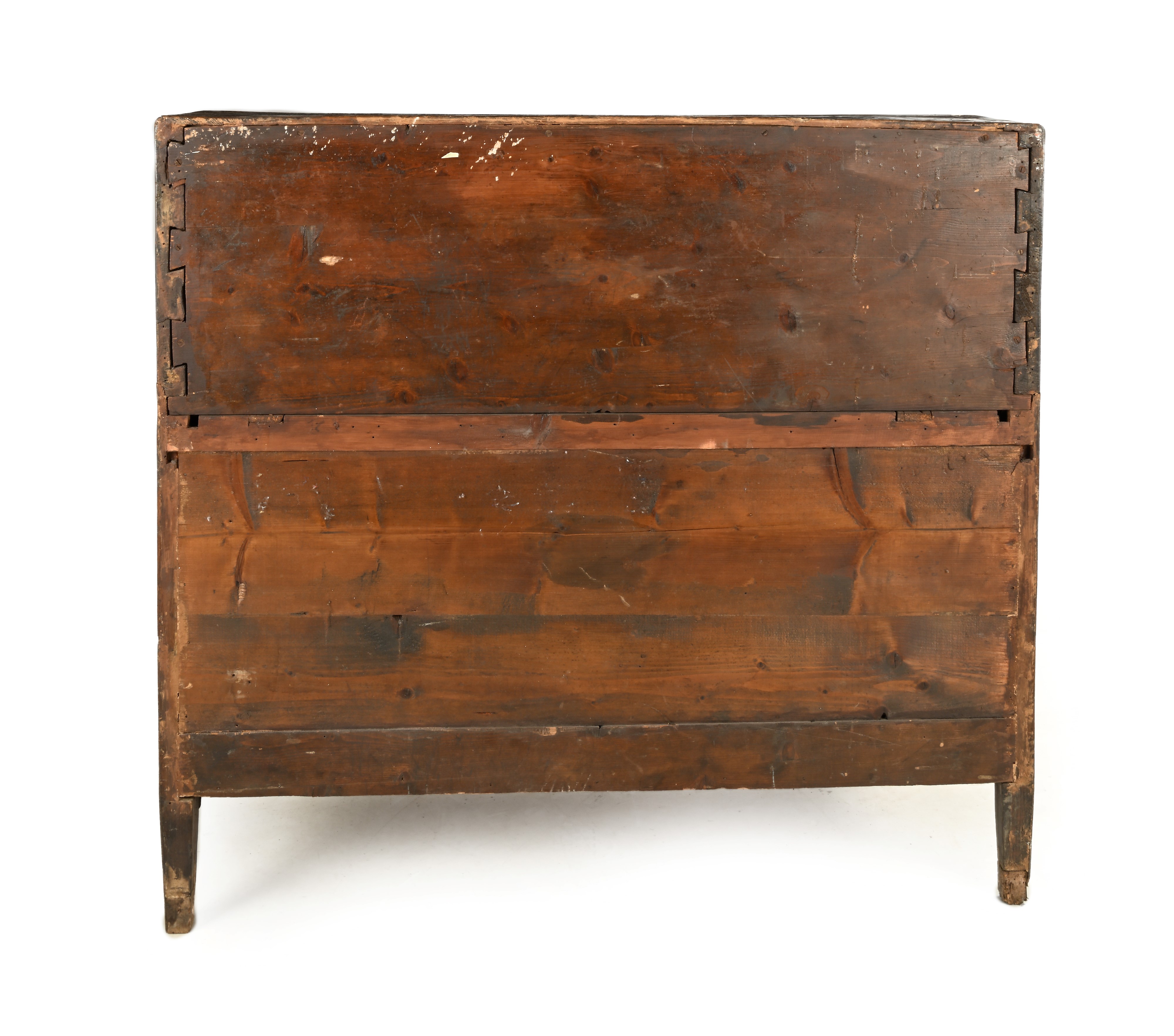 Cassettone a rullo in noce e radica con filettature in legno di frutto naturale e tinto, inizio X...