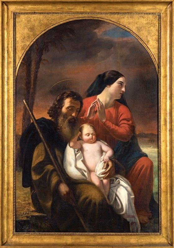 Pittore del XIX Secolo - Fuga in Egitto