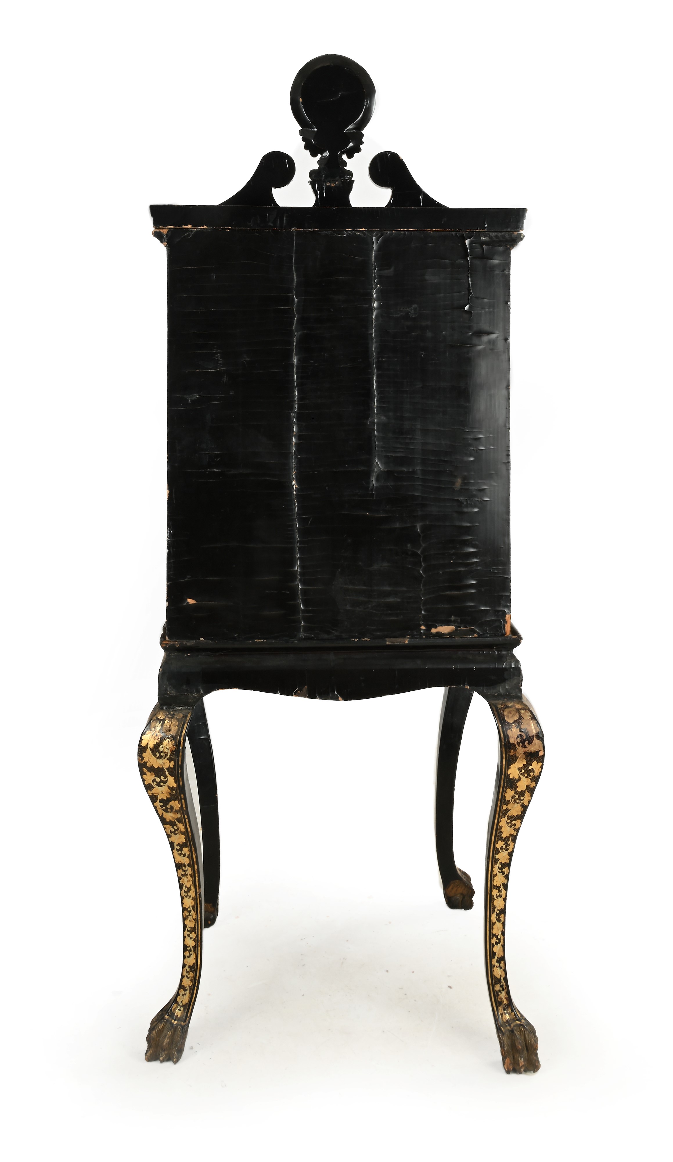 Mobile da lavoro in legno laccato nero con decorazioni a chinoiseries dorate e boîte à couture, I...