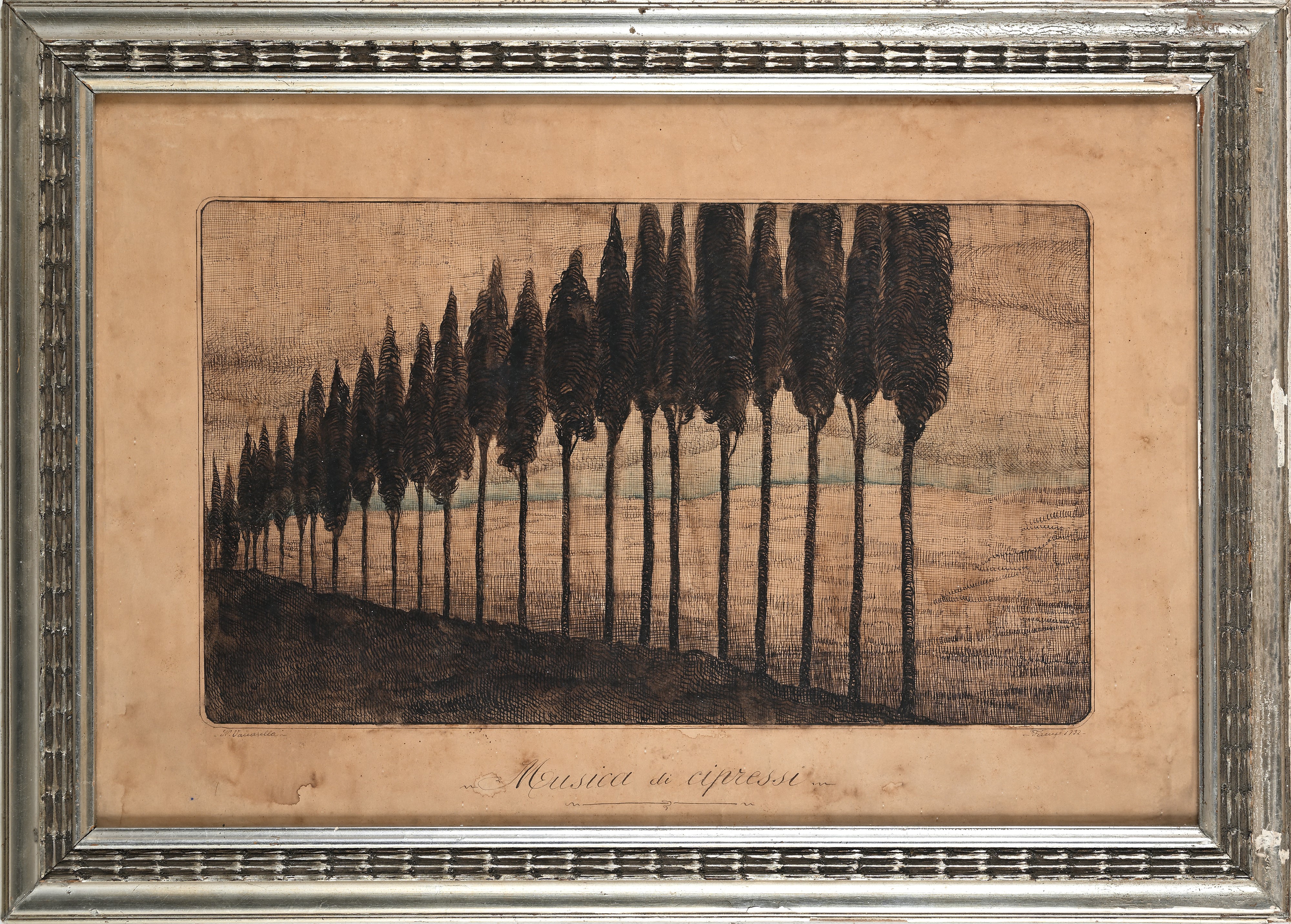 N. Vaccarella, Musica di Cipressi, olio su tela, Firenze 1932