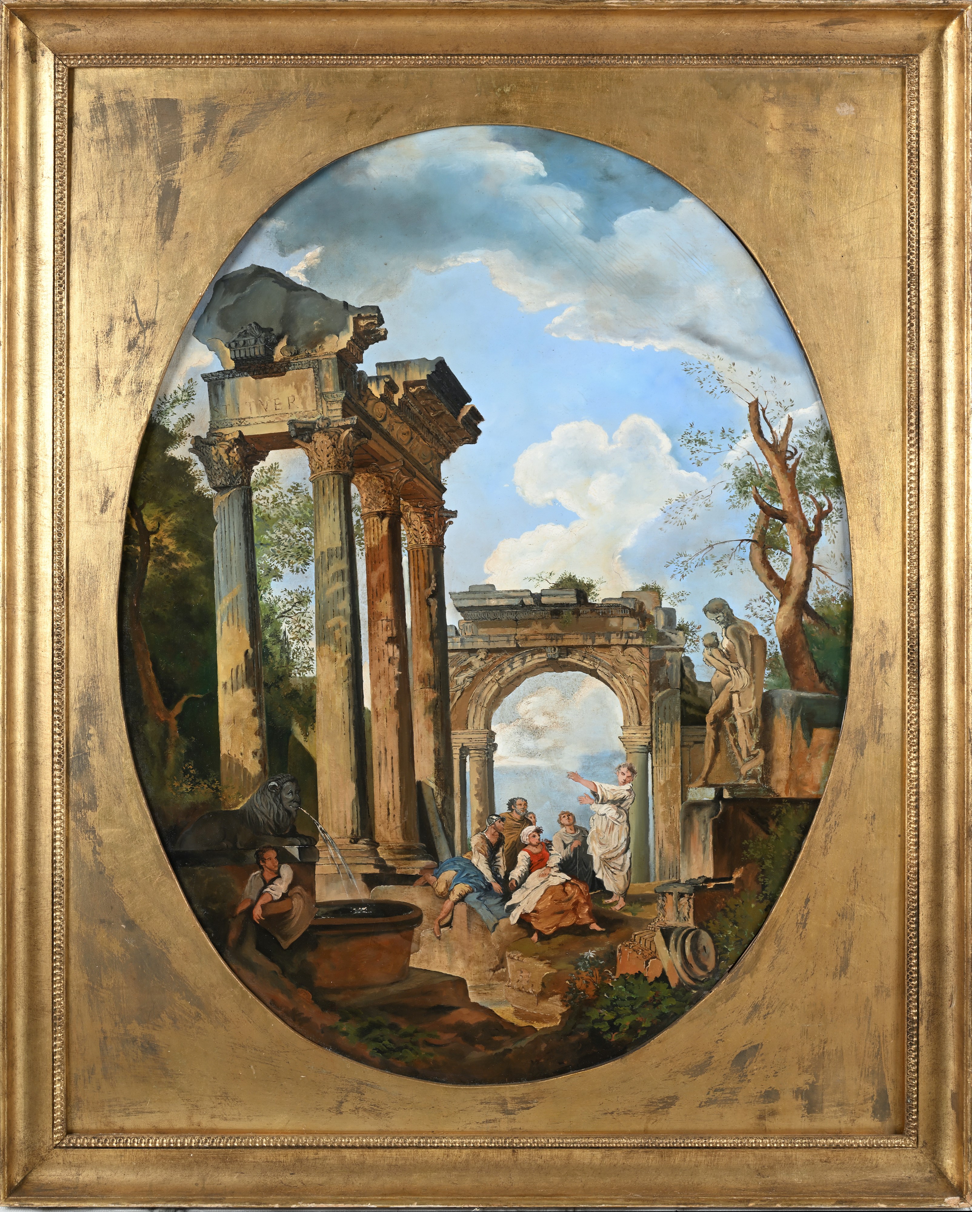 Coppia di Cappricci architettonici ovali