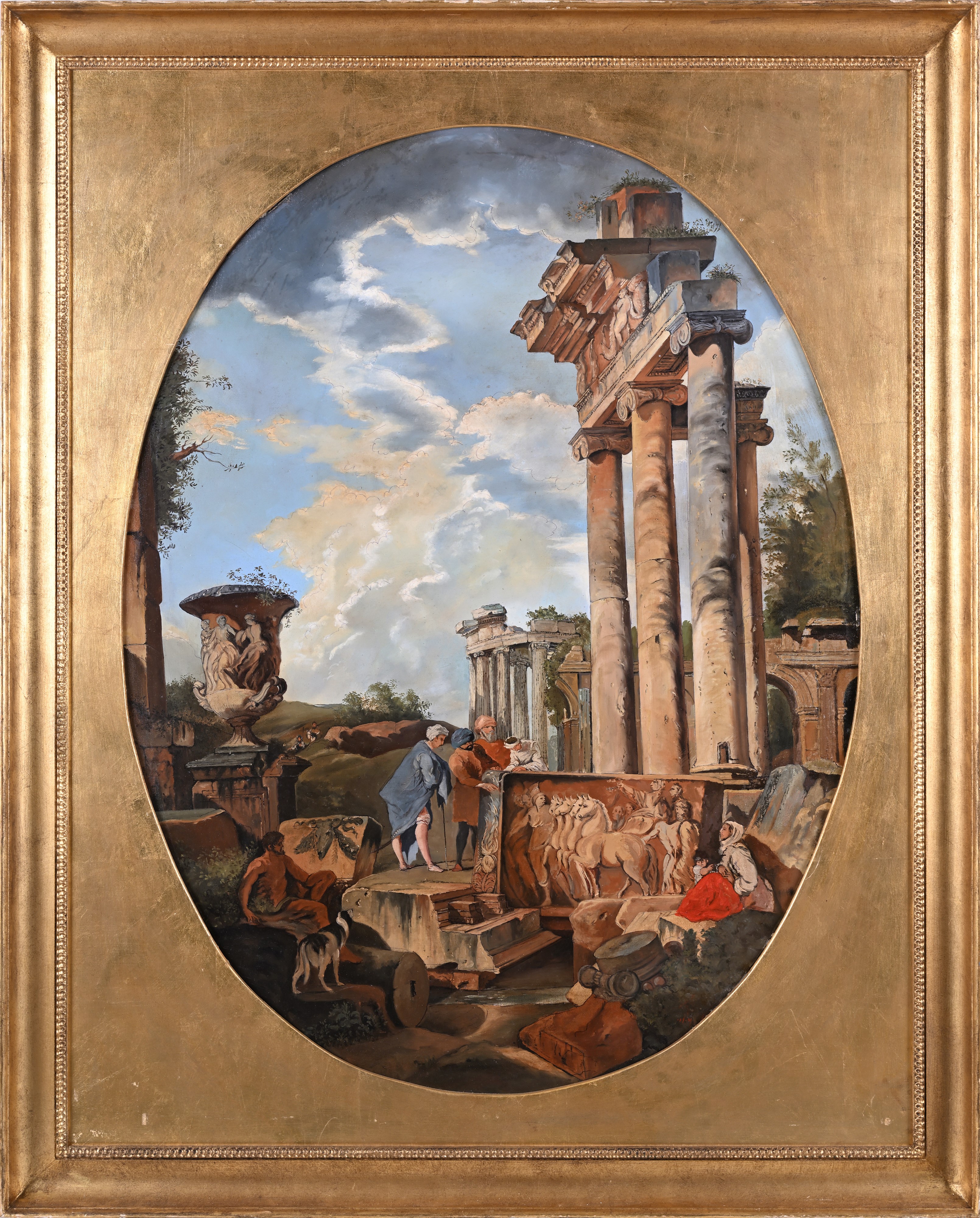 Coppia di Cappricci architettonici ovali