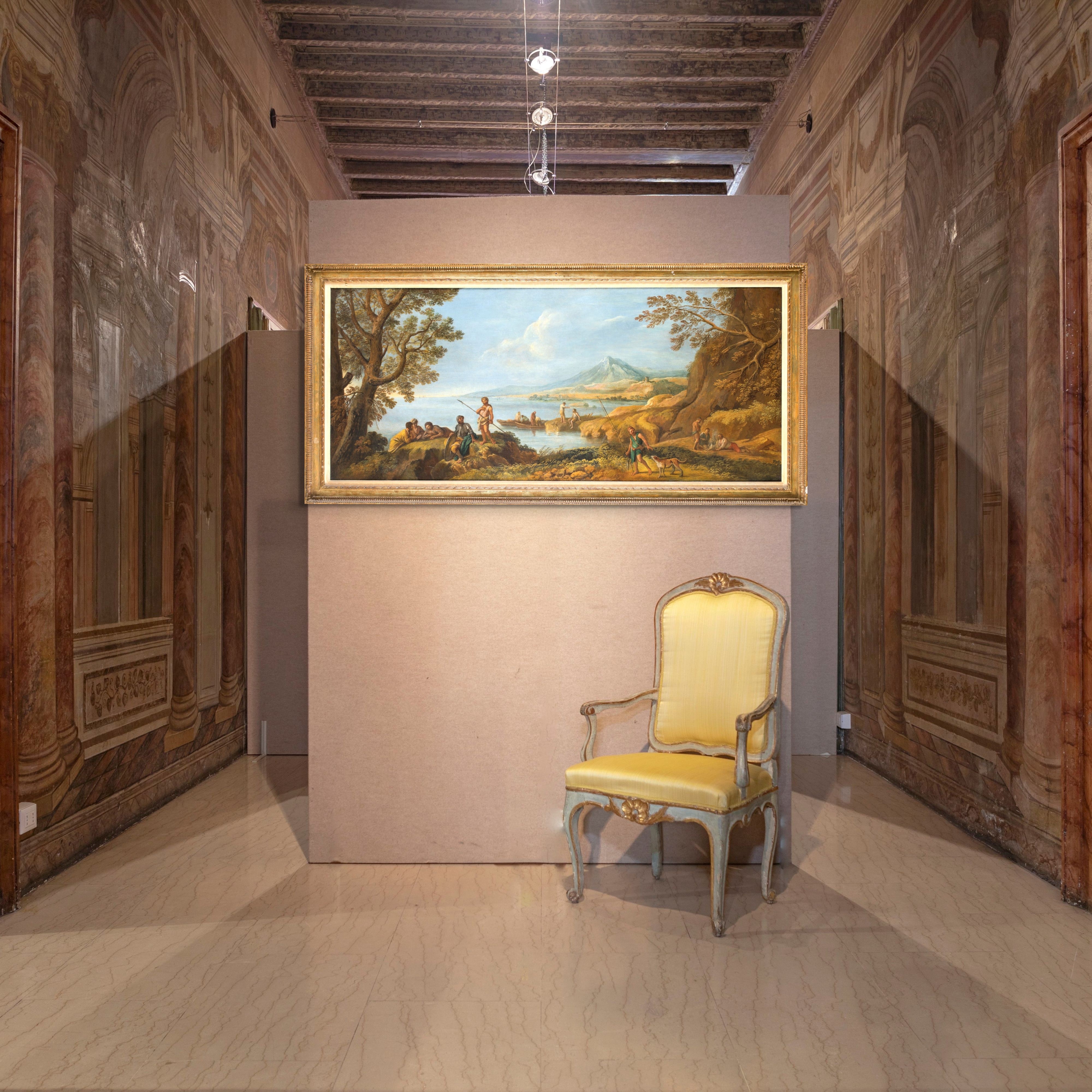 Pittore del XVIII Secolo - Paesaggio con pescatori